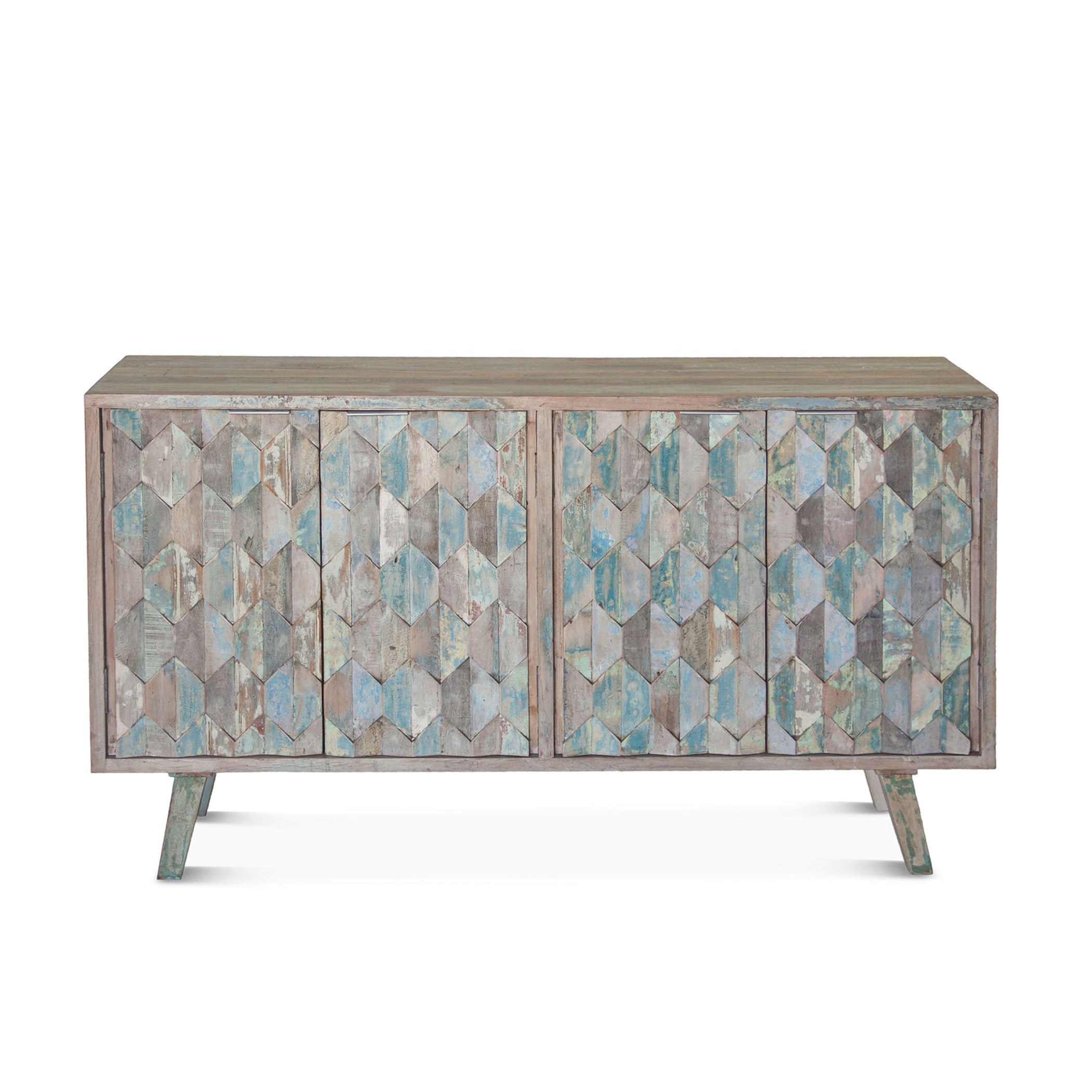 61" Vintage Teal Reclaimed Wood Sideboard