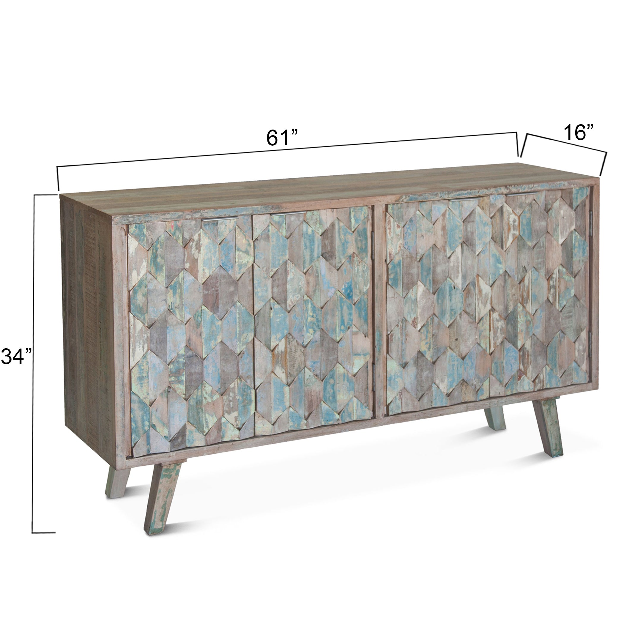 61" Vintage Teal Reclaimed Wood Sideboard