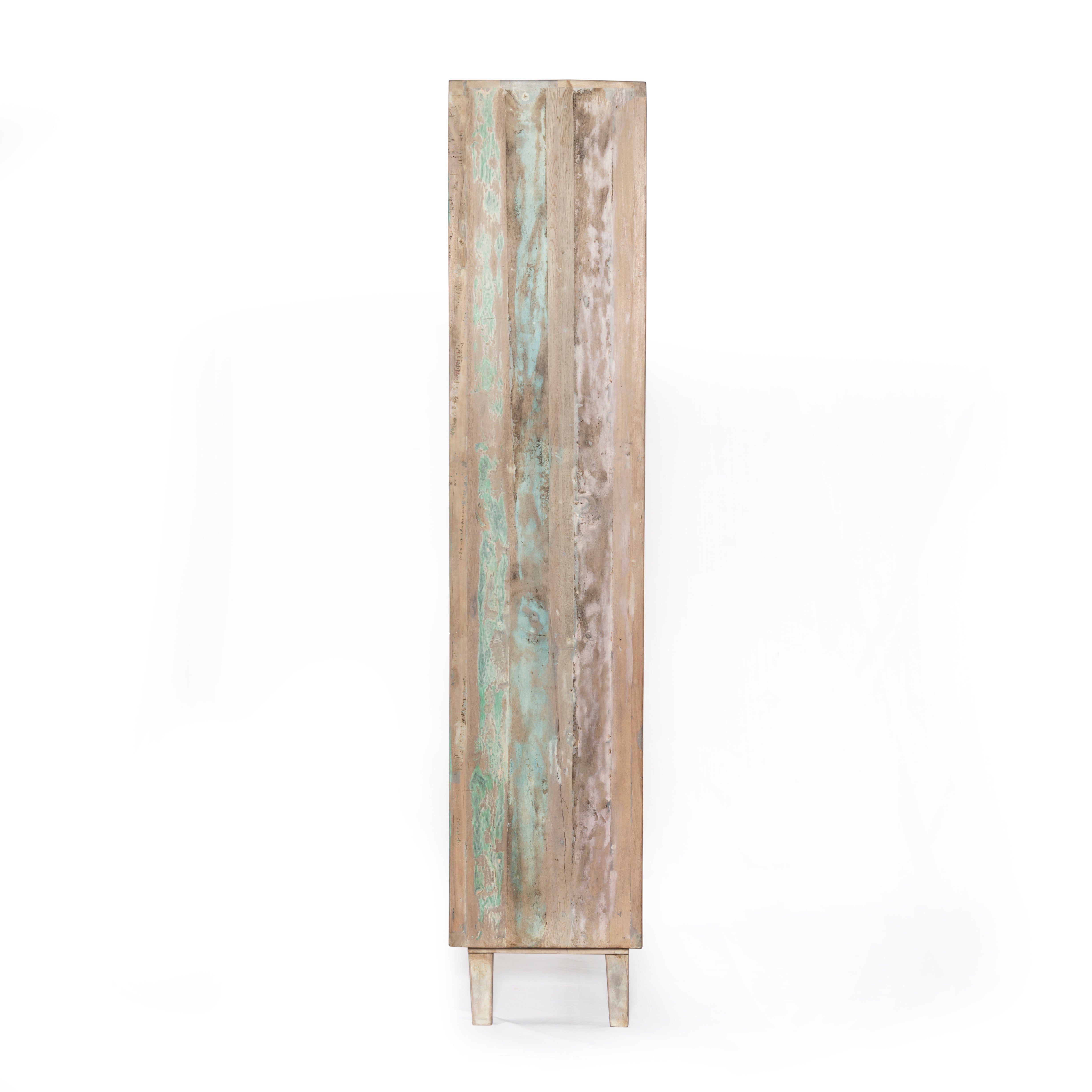 31" Vintage Teal Reclaimed Wood Bookshelf