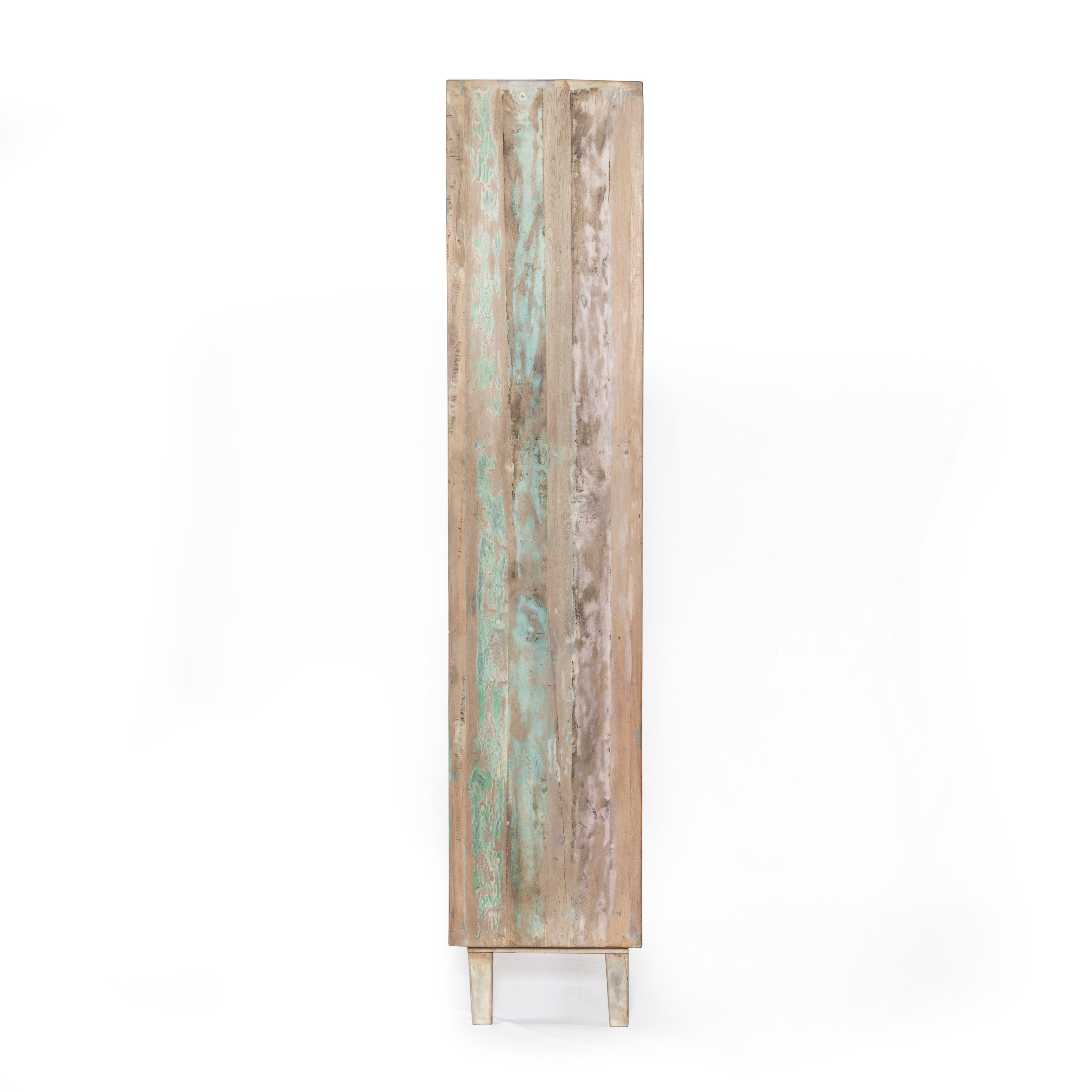 31" Vintage Teal Reclaimed Wood Bookshelf