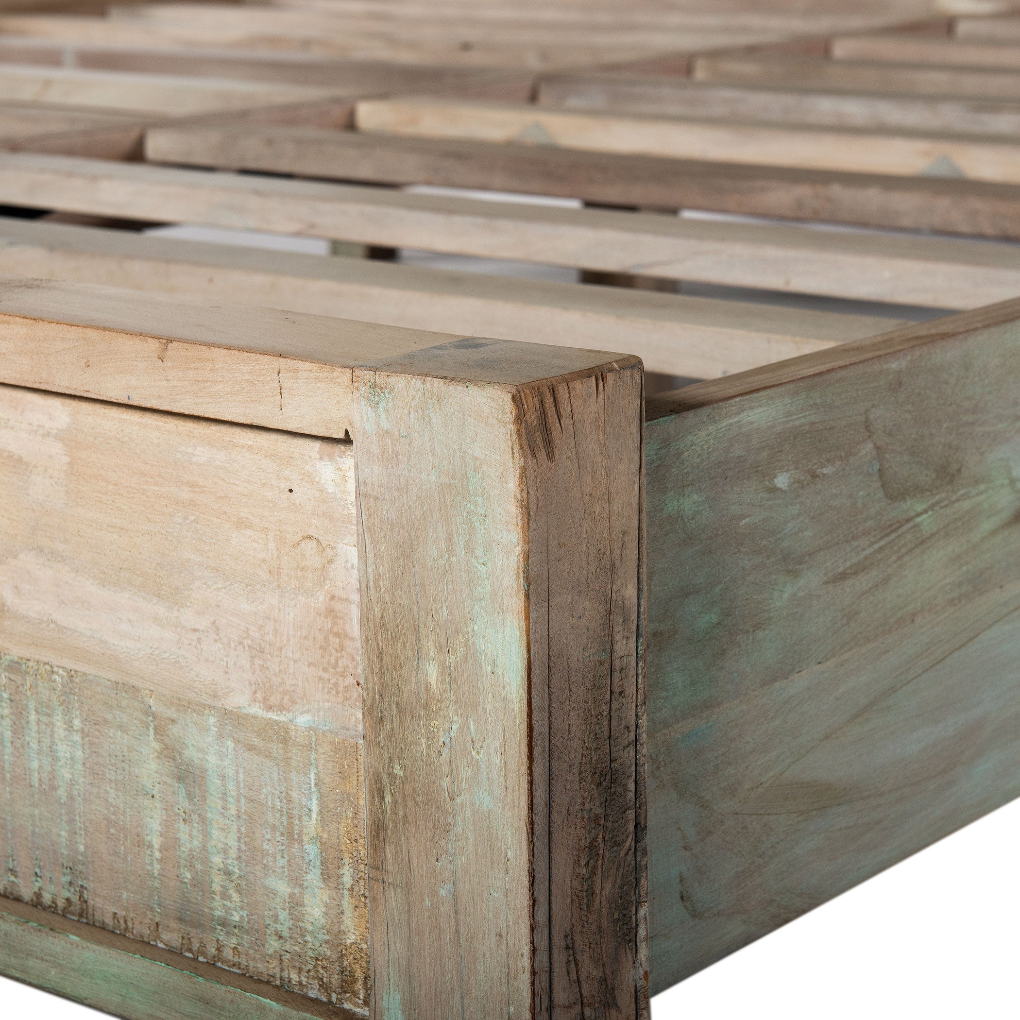 80" Vintage Teal Reclaimed Wood King Size Bed