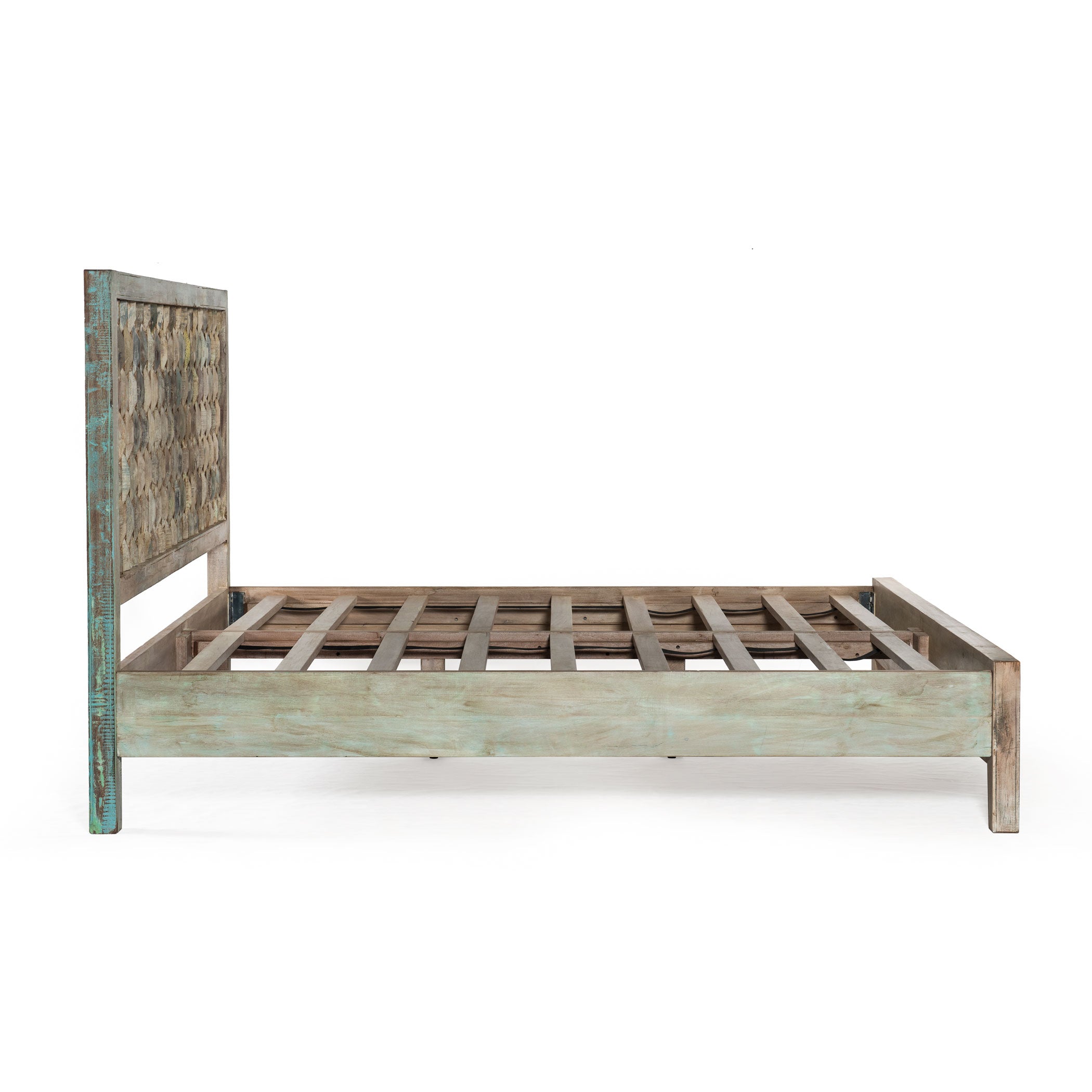80" Vintage Teal Reclaimed Wood King Size Bed
