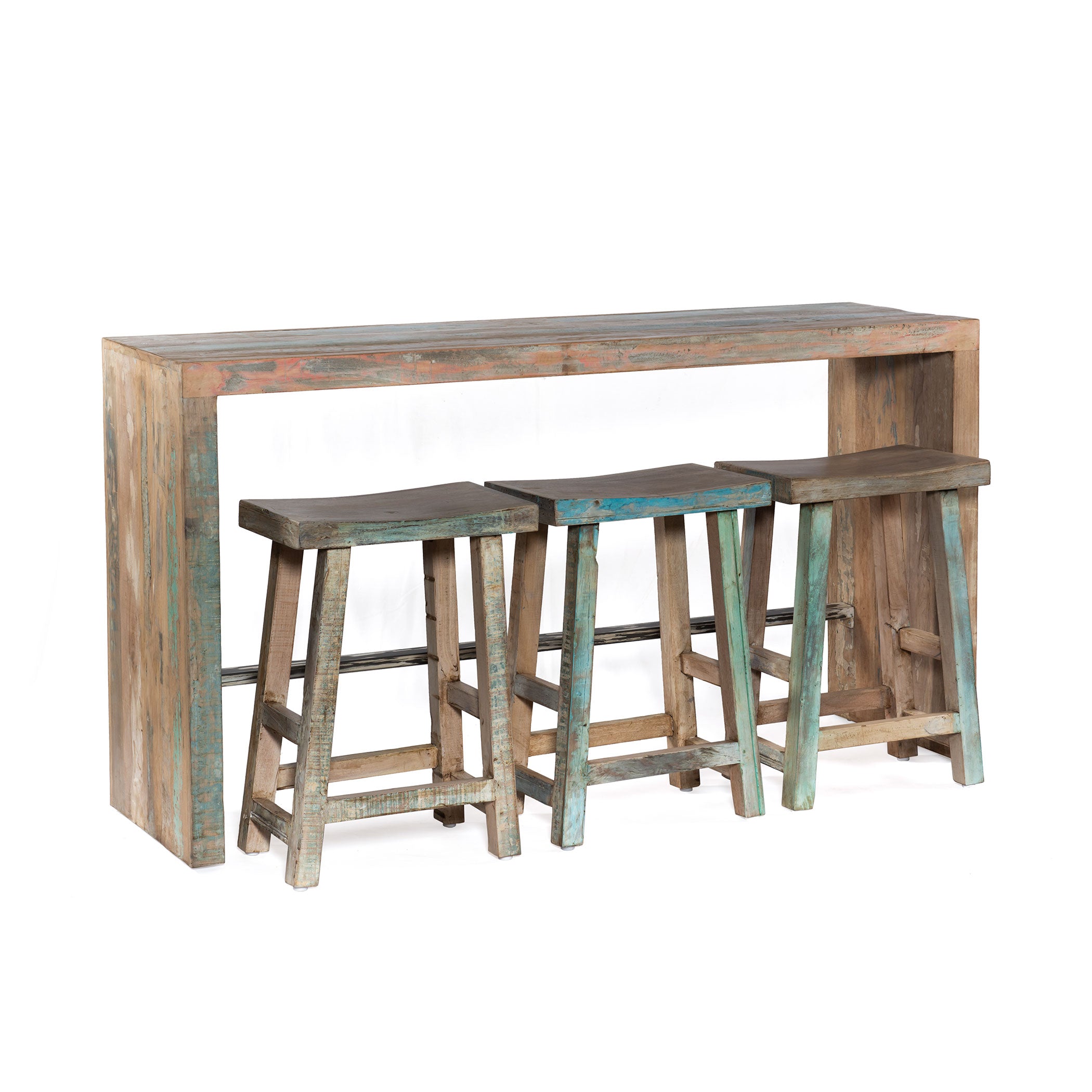 66" Vintage Teal Reclaimed Wood Gathering Table