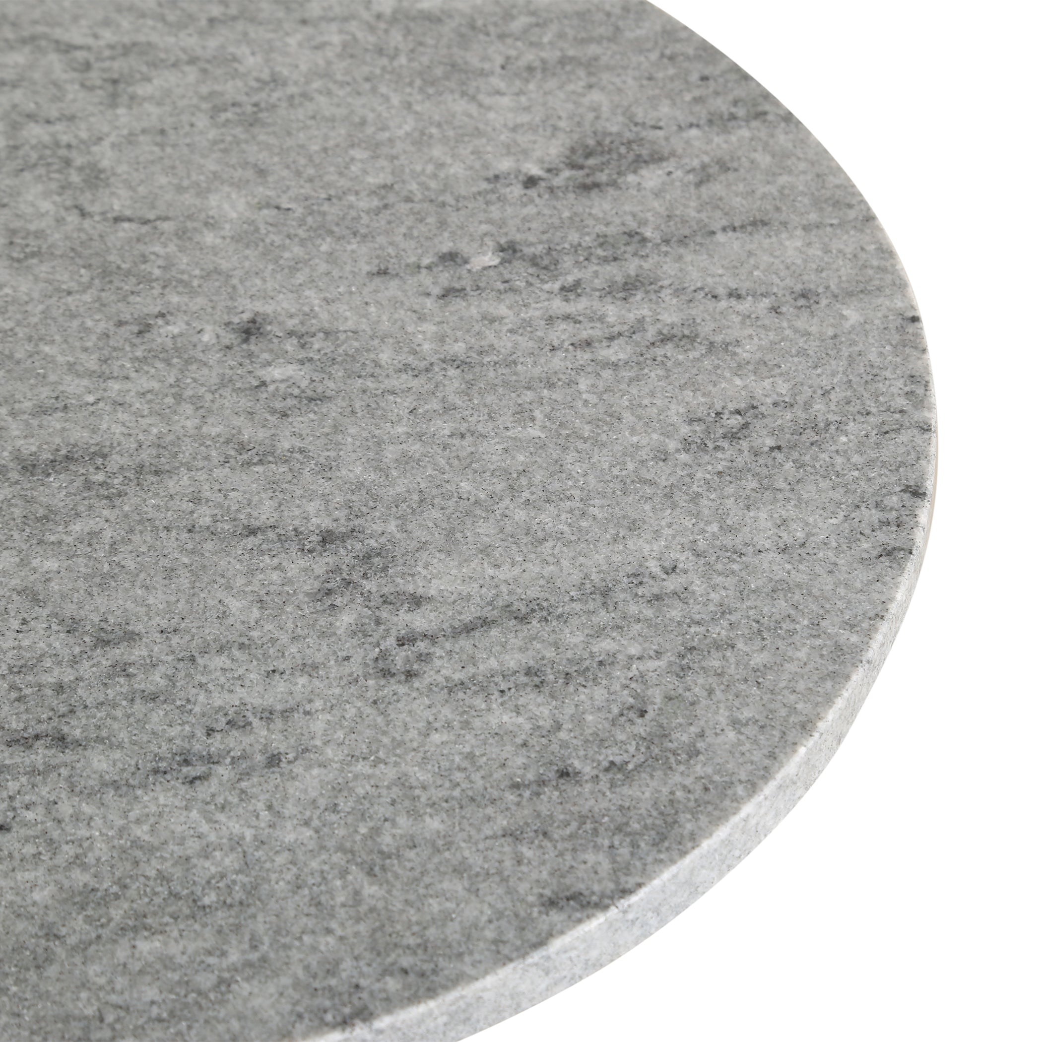 18" Gray Marble and Black Mango Wood Side Table