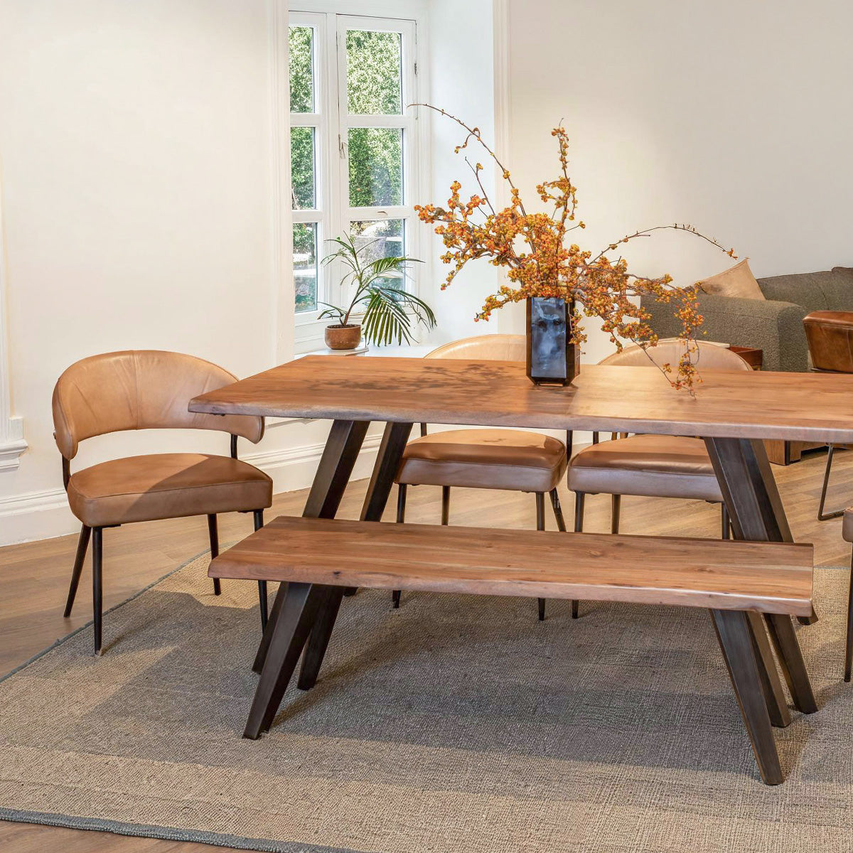 68" Smoked Acacia Wood Dining Table