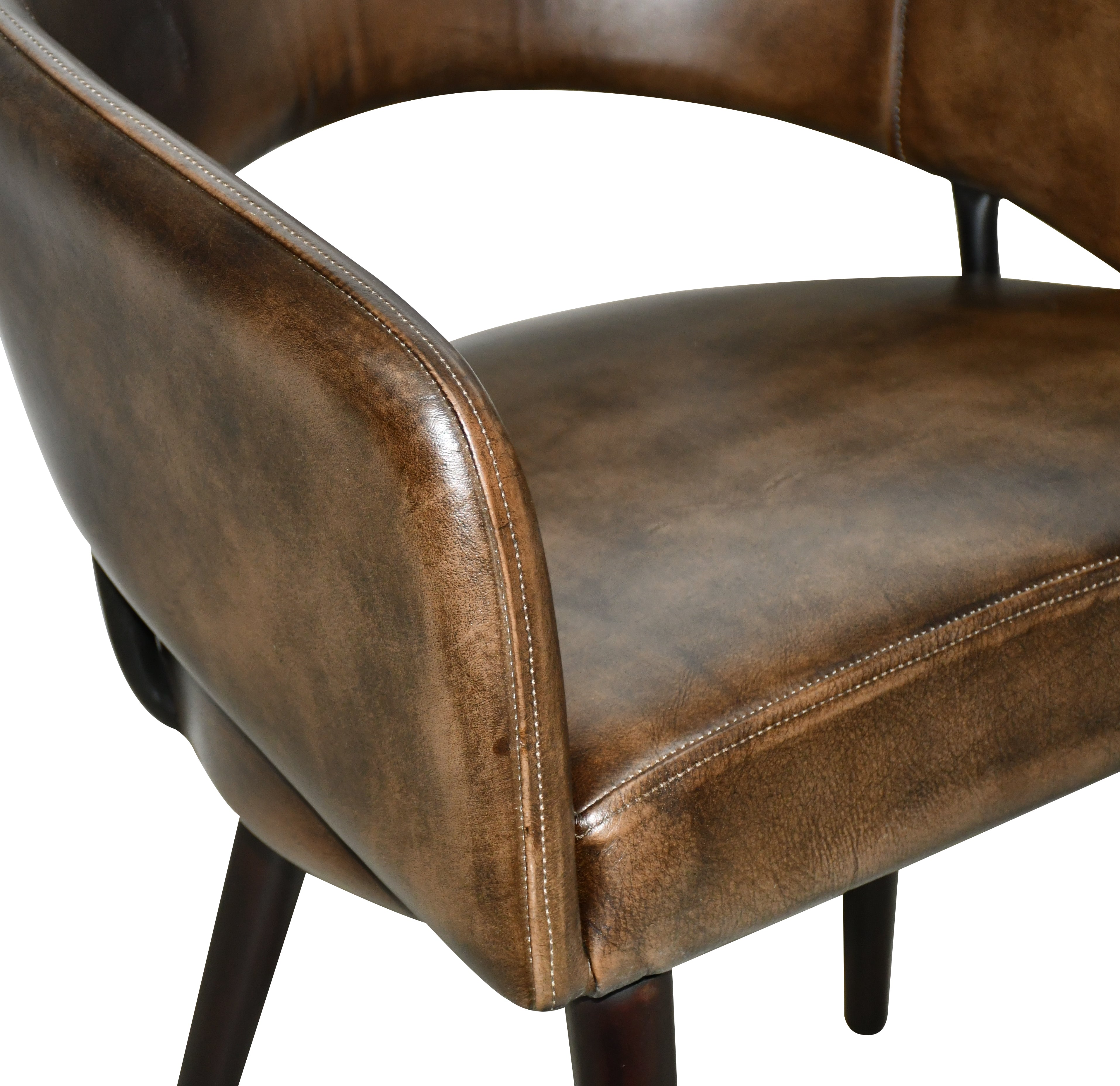 24" Antique Whiskey Leather Dining Chair