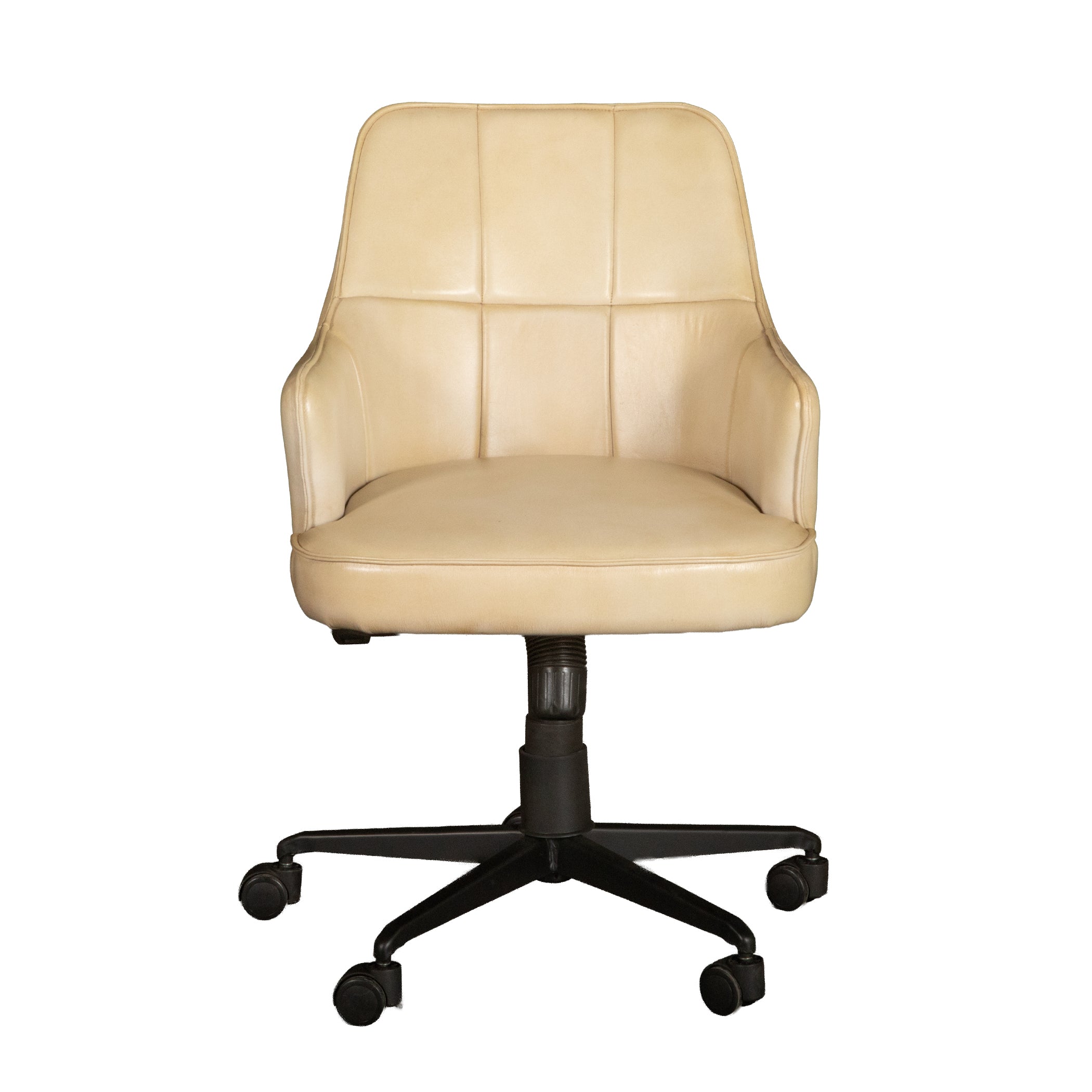 21" Antique Ivory Leather Chair