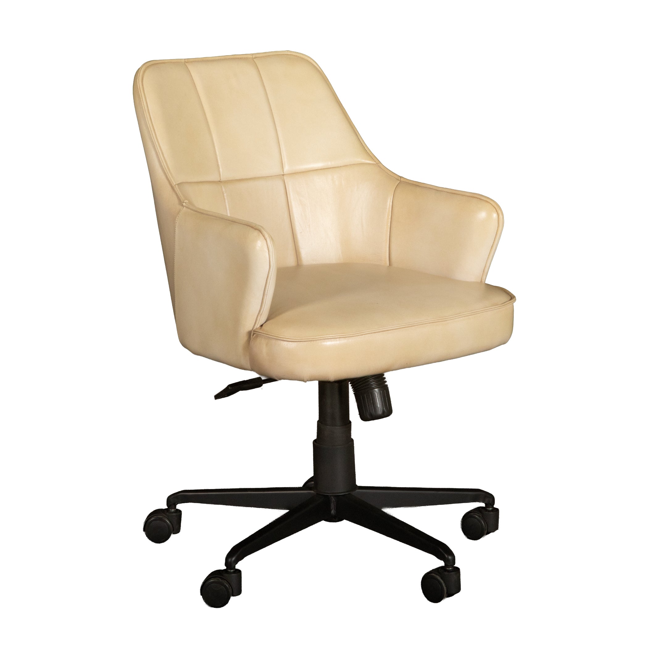 21" Antique Ivory Leather Chair
