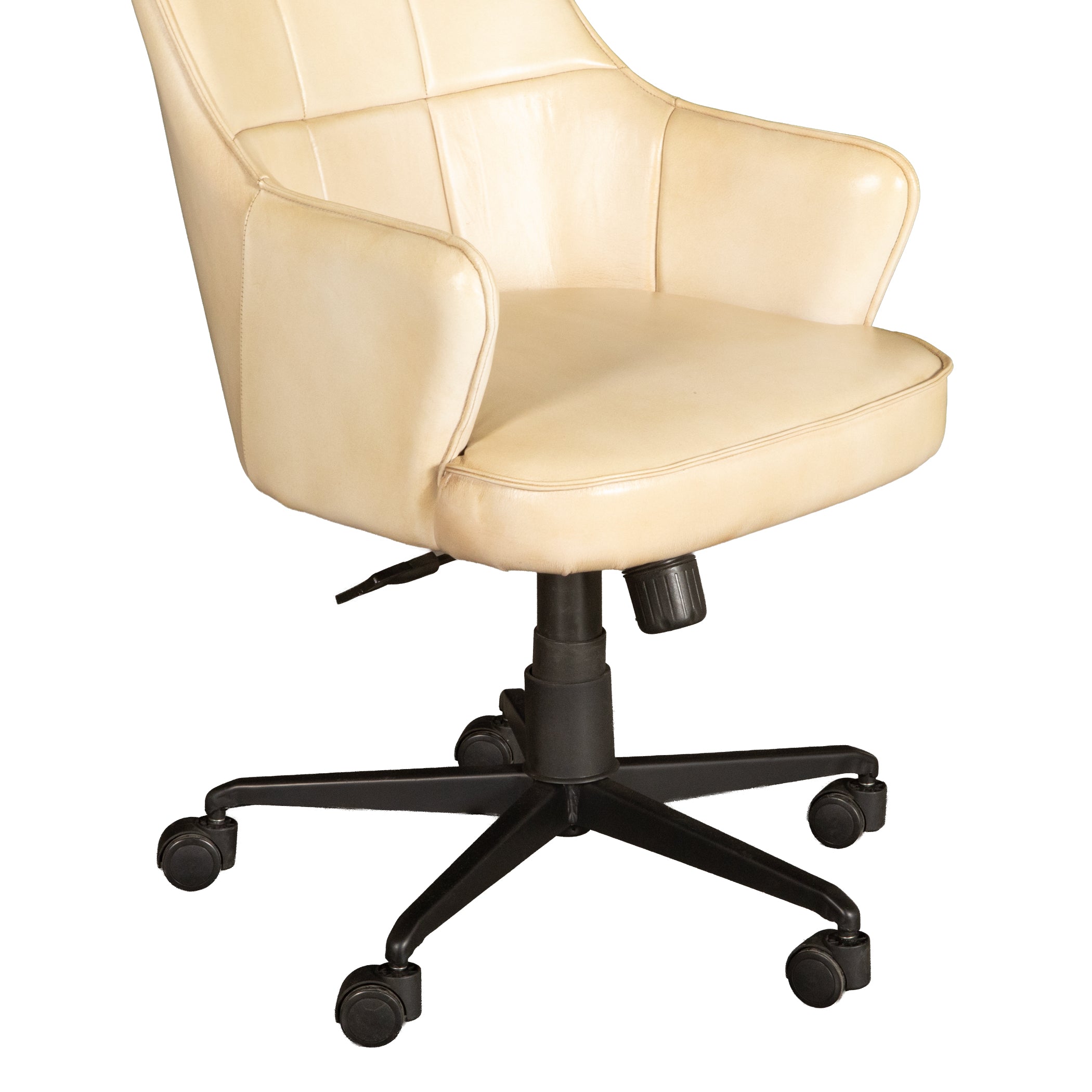 21" Antique Ivory Leather Chair