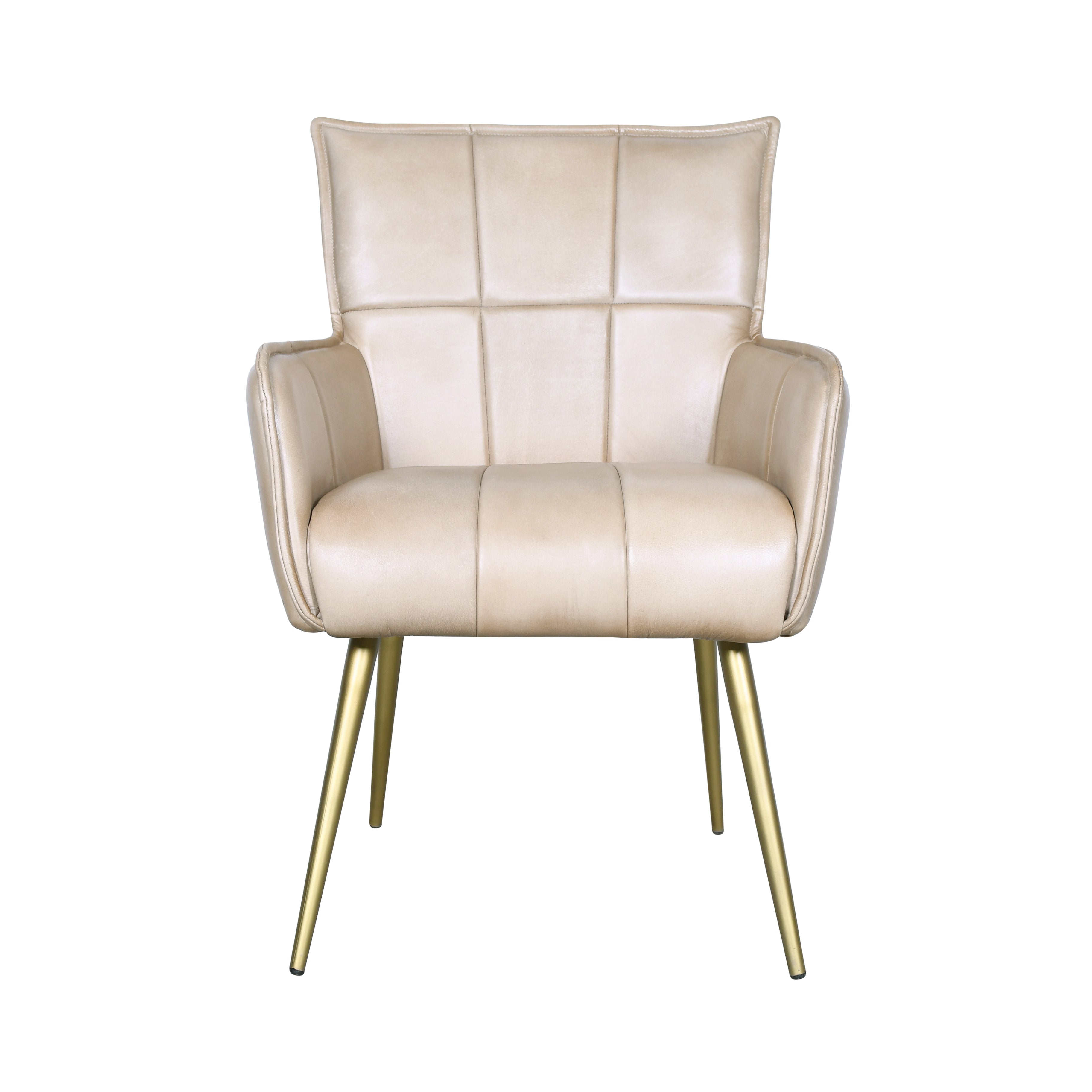 23" Antique Ivory Leather Armchair