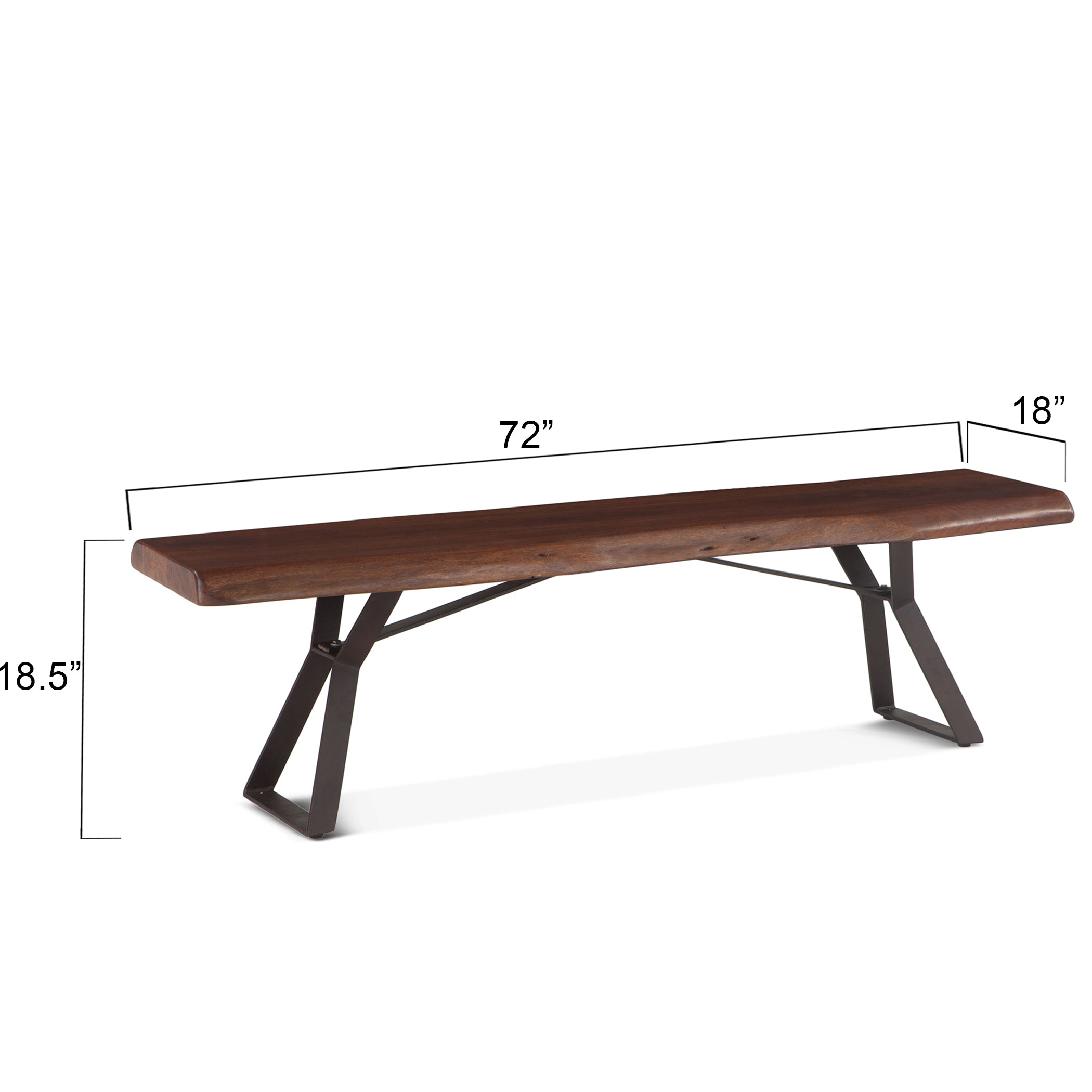 72" Walnut Acacia Wood Bench