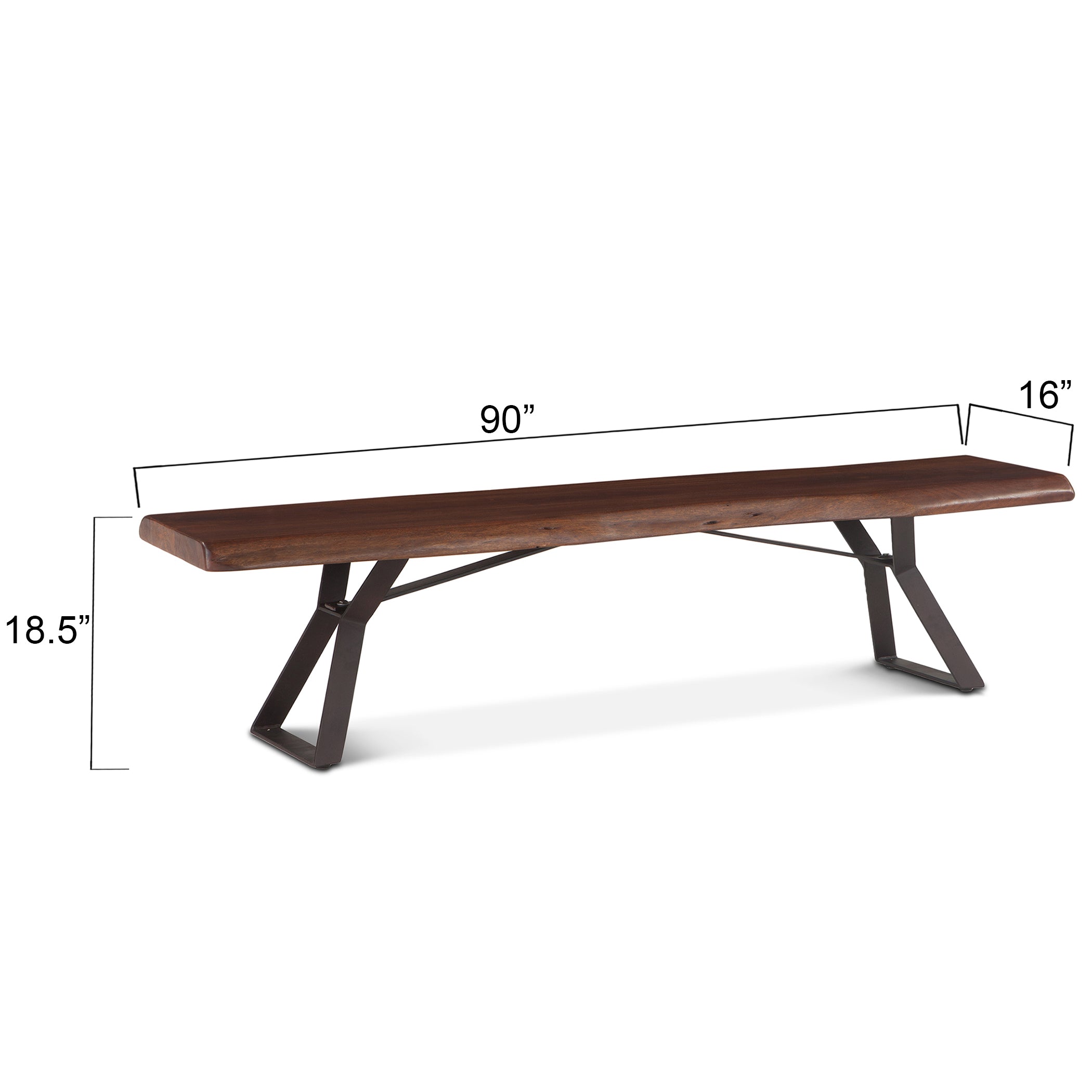 90" Walnut Acacia Wood Bench