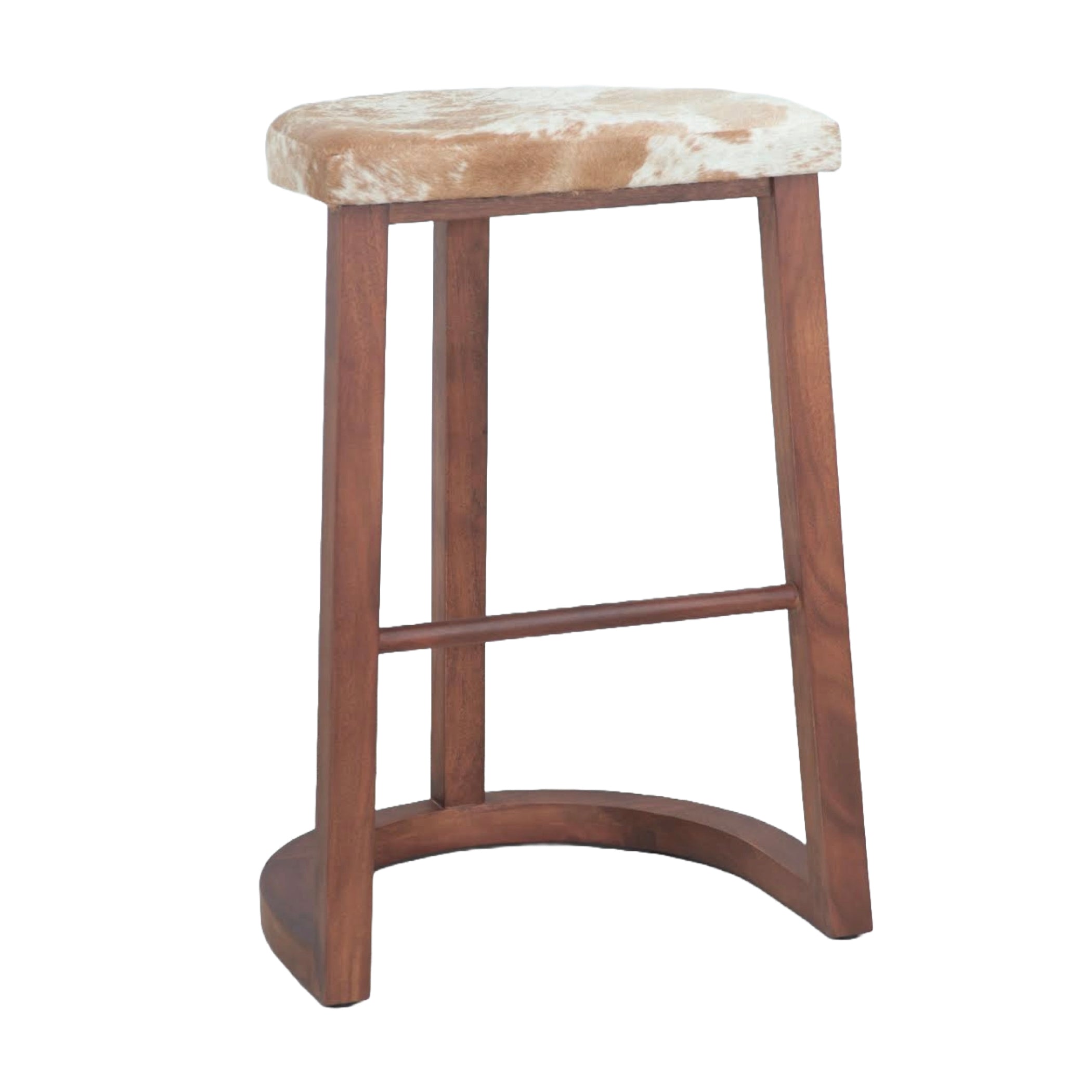17.5" Brown Hair on Hide and Walnut Stool