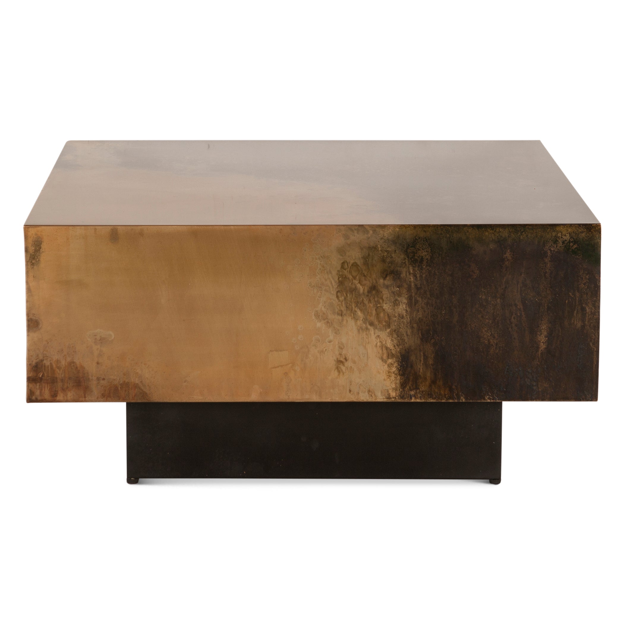 35" Oxidized Copper Metal Coffee Table