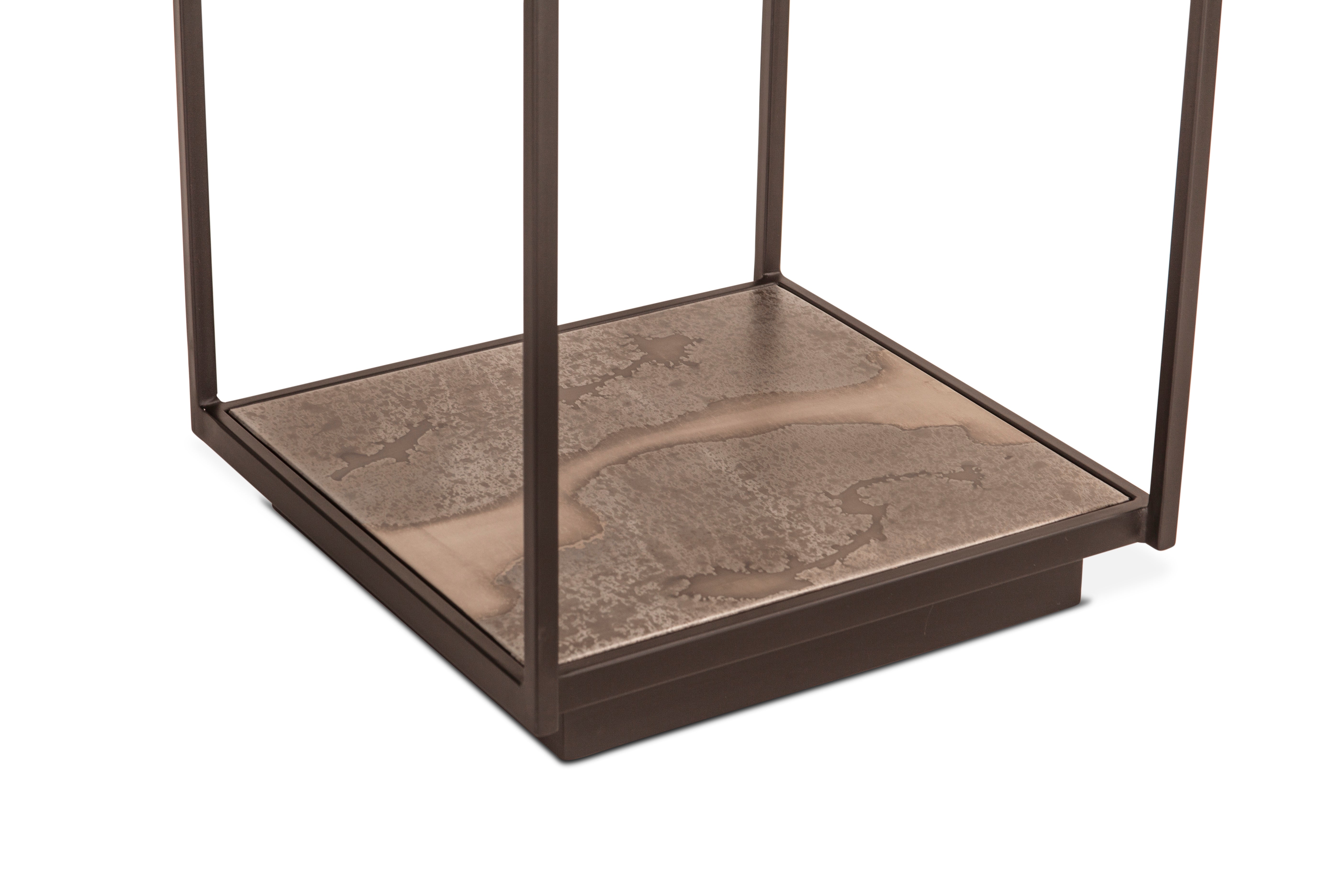 18" Oxidized Black Metal Side Table