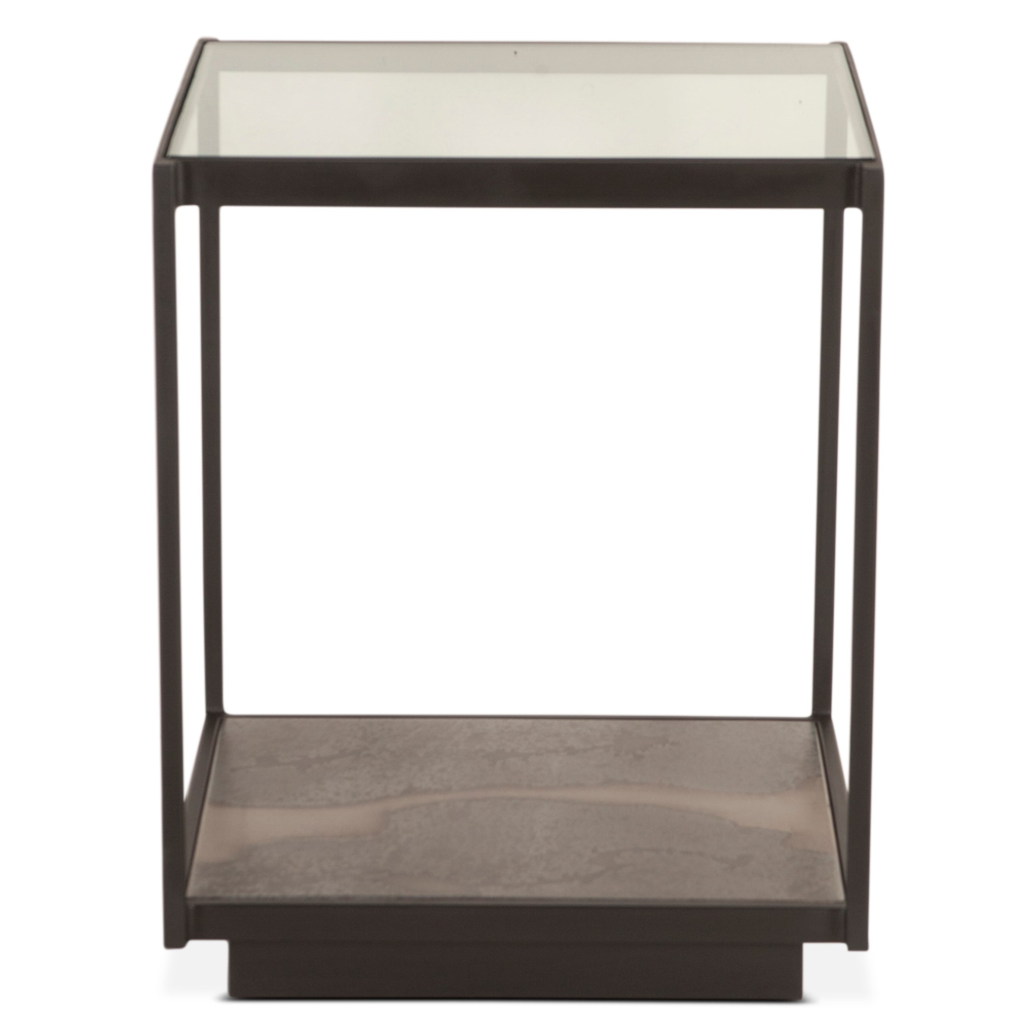18" Oxidized Black Metal Side Table