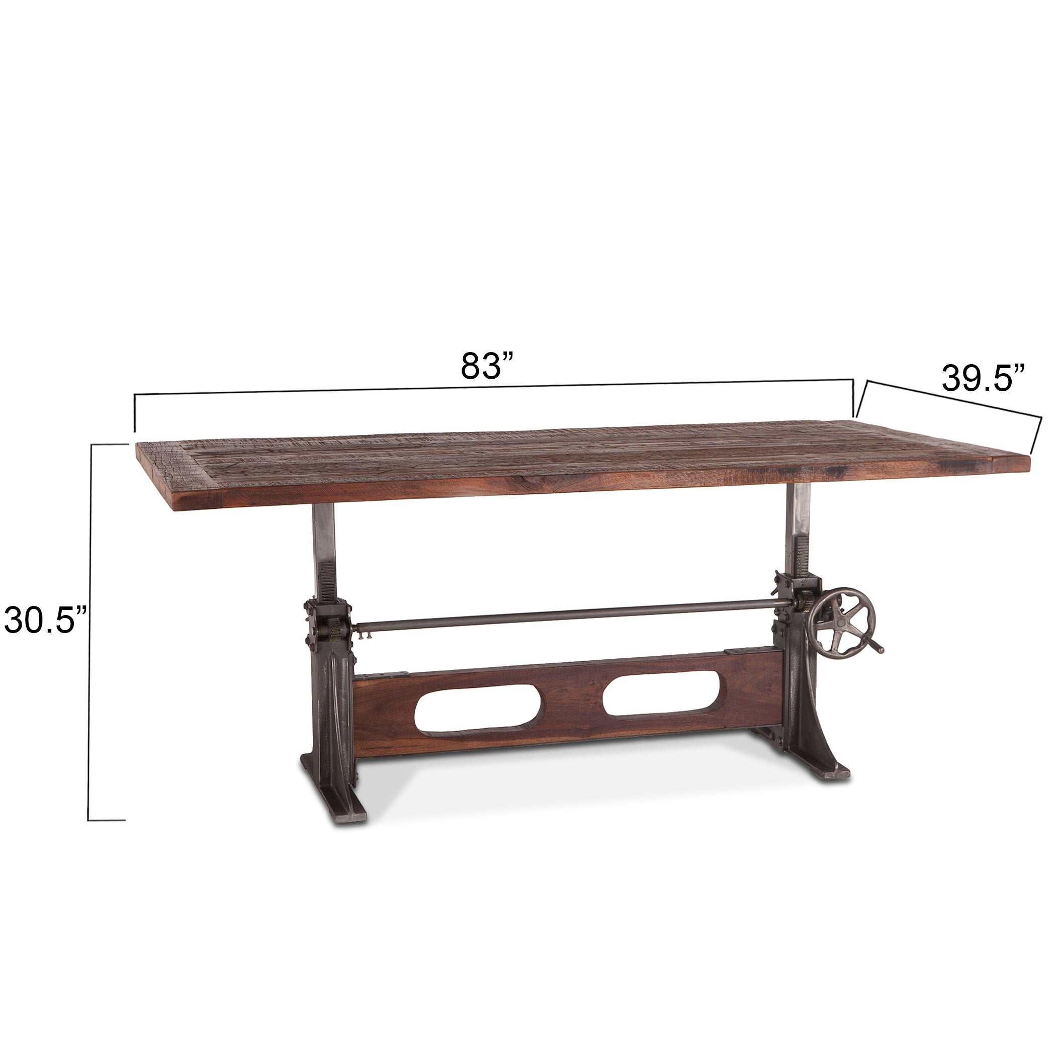 83" Reclaimed Teak Adjustable Dining Table