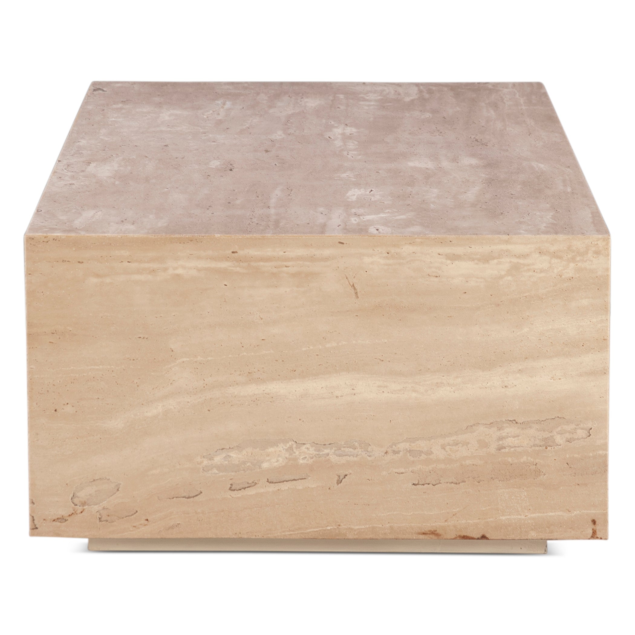 50" Travertine Stone Drum Coffee Table