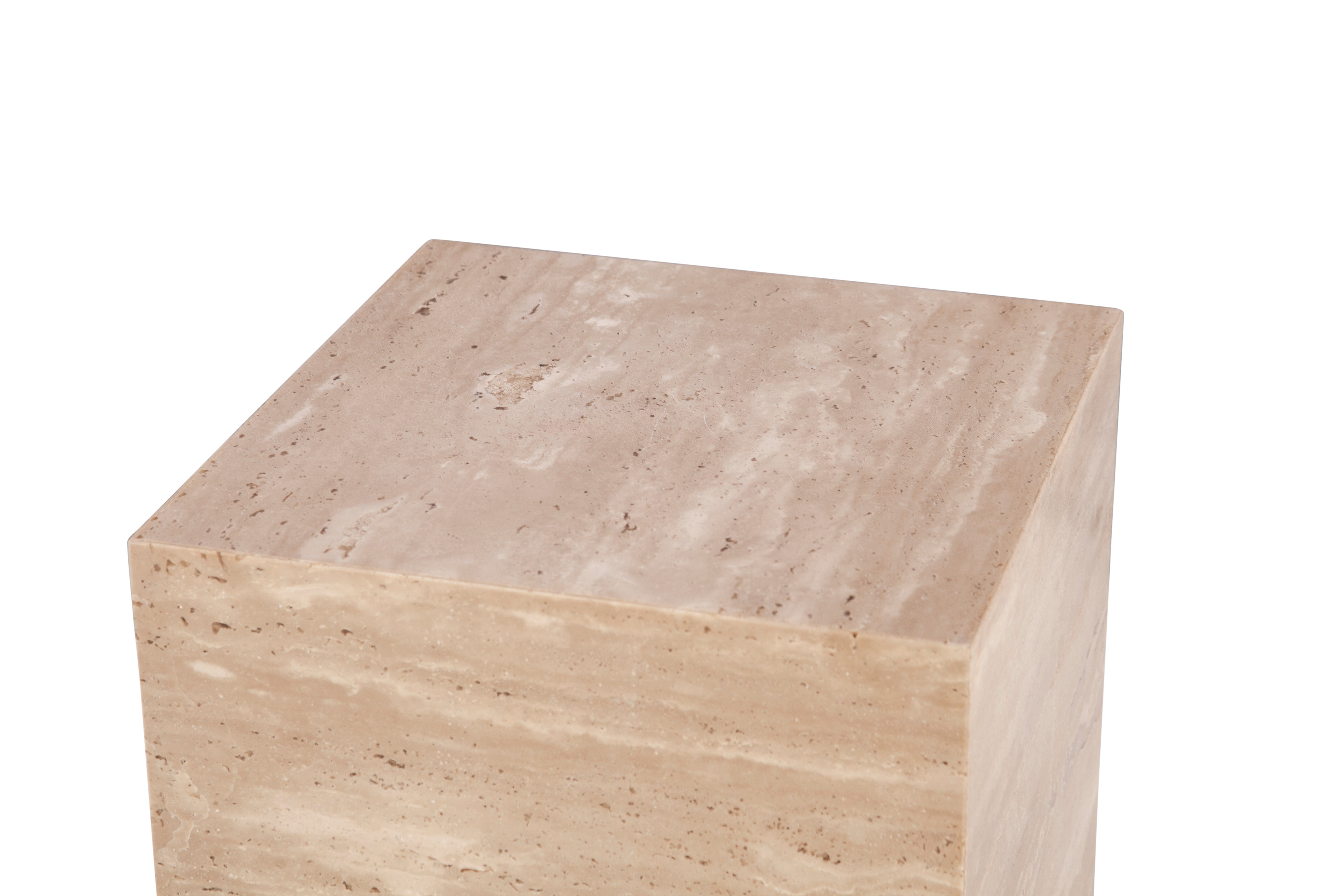 18" Travertine Stone Drum Side Table