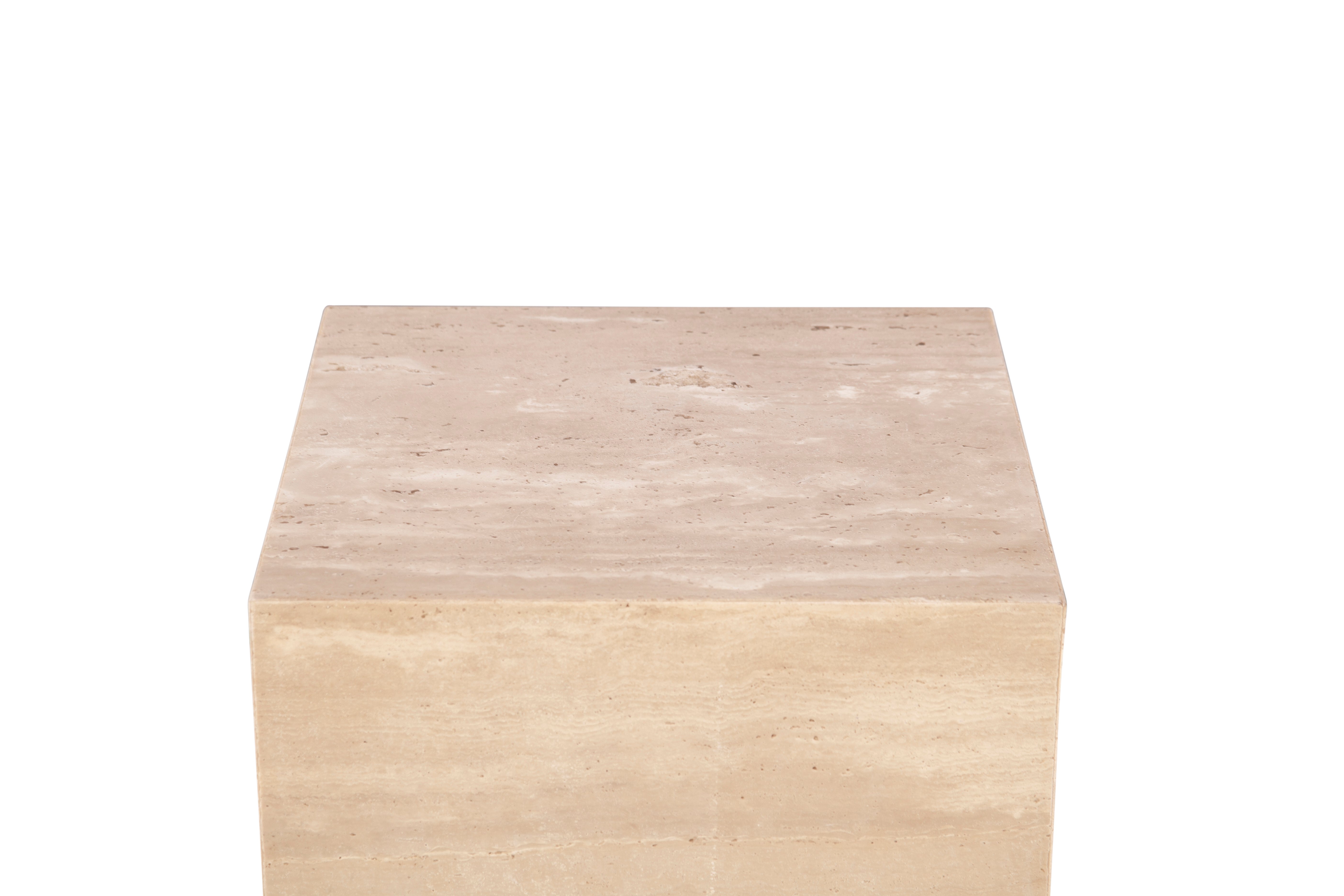 18" Travertine Stone Drum Side Table
