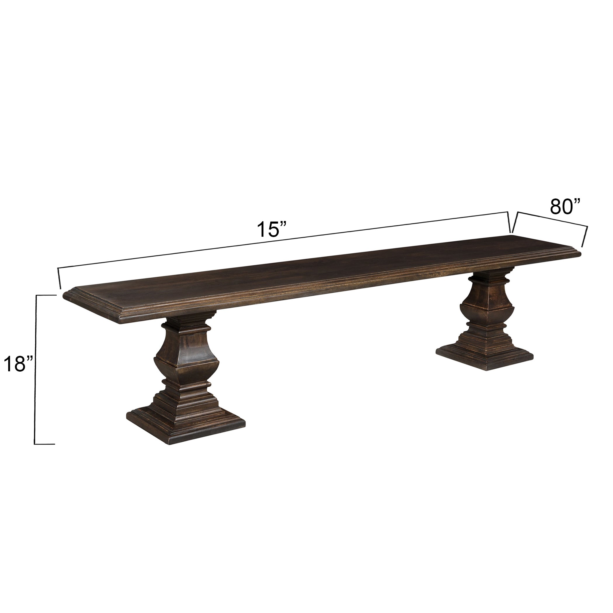 80" Vintage Brown Mango Wood Bench