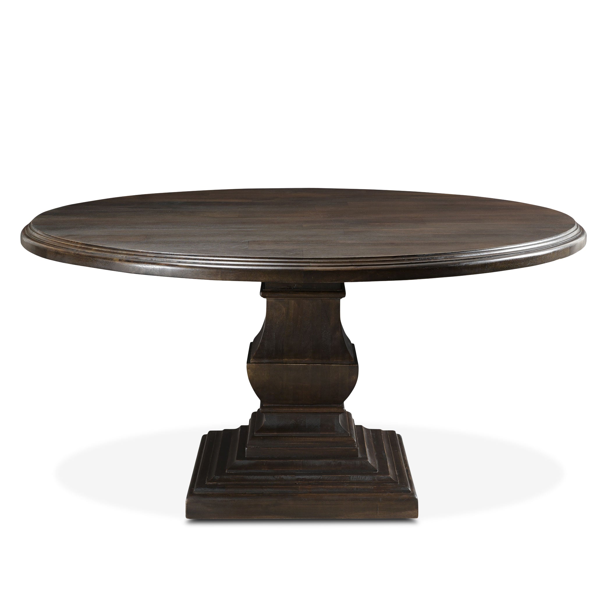 60" Vintage Brown Round Dining Table