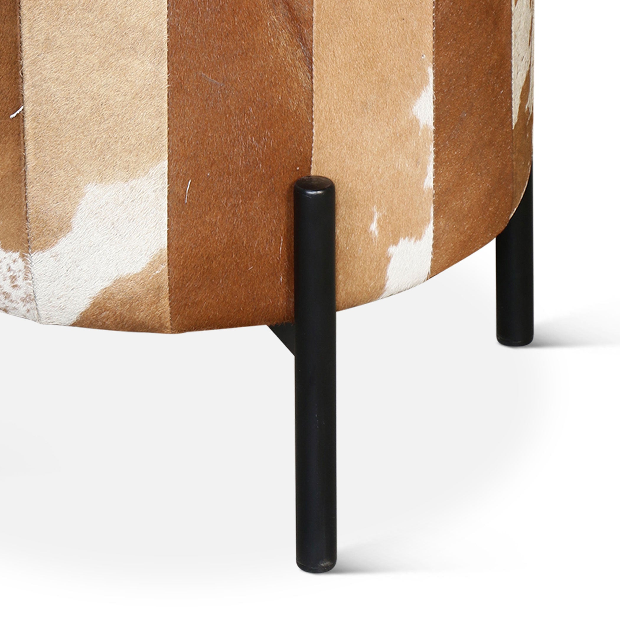 19" Brown Hair-on-Hide Leather Stool