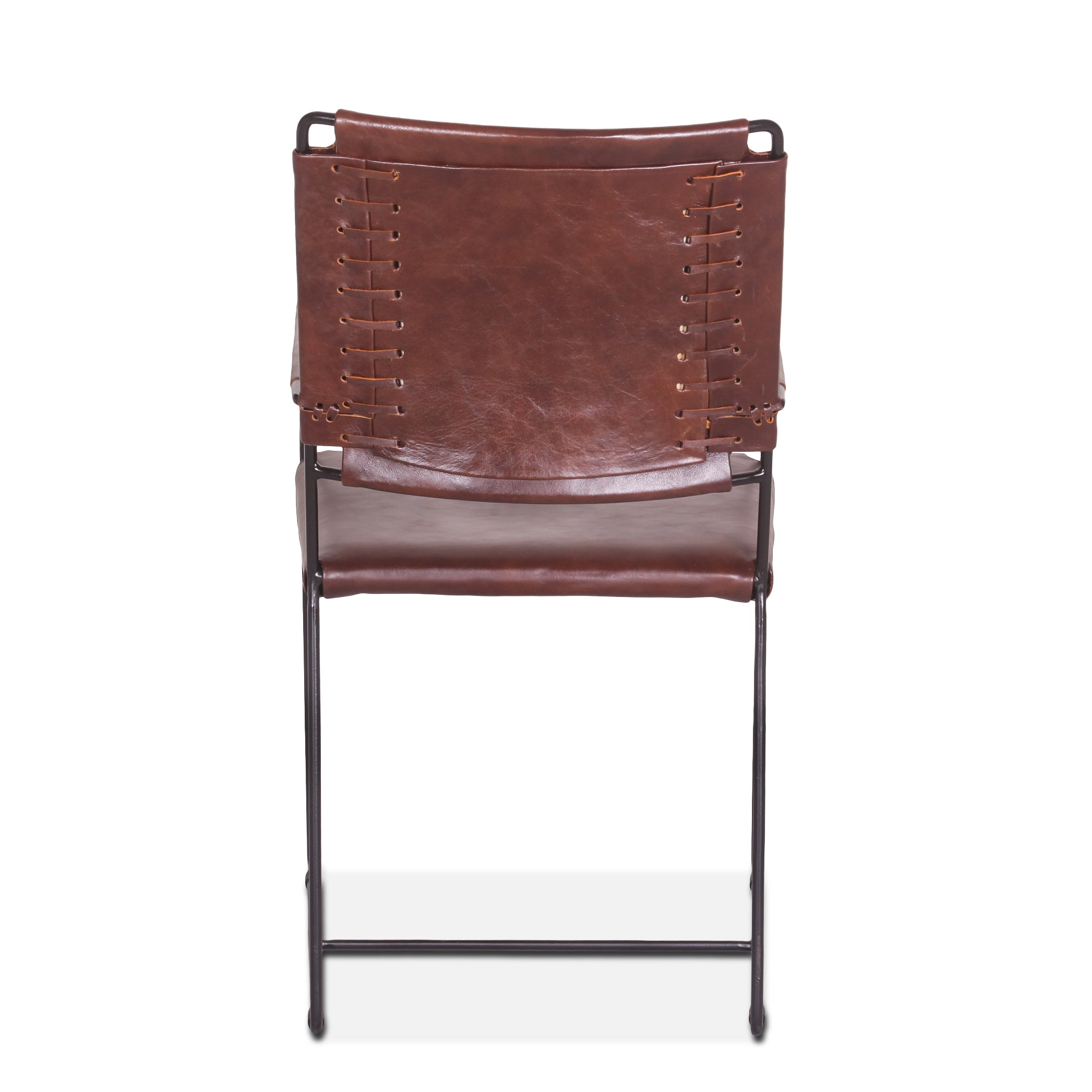 19" Chocolate Leather Dining Armchair