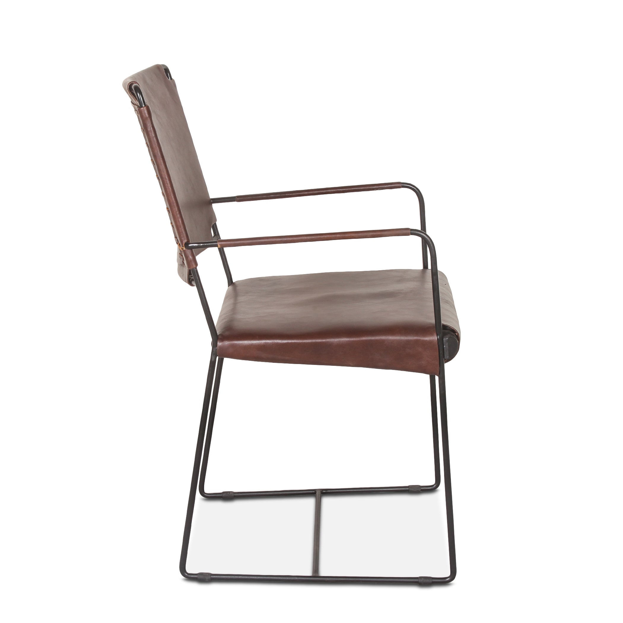 19" Chocolate Leather Dining Armchair