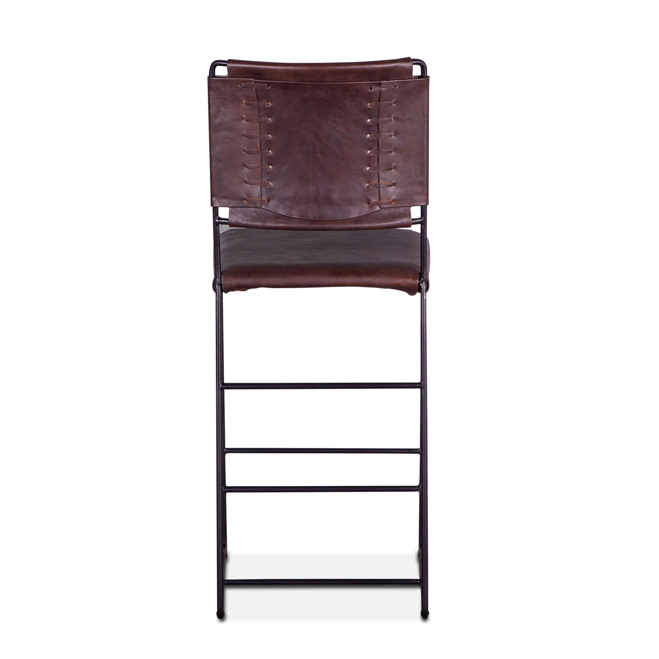 17" Chocolate Leather Bar Chair