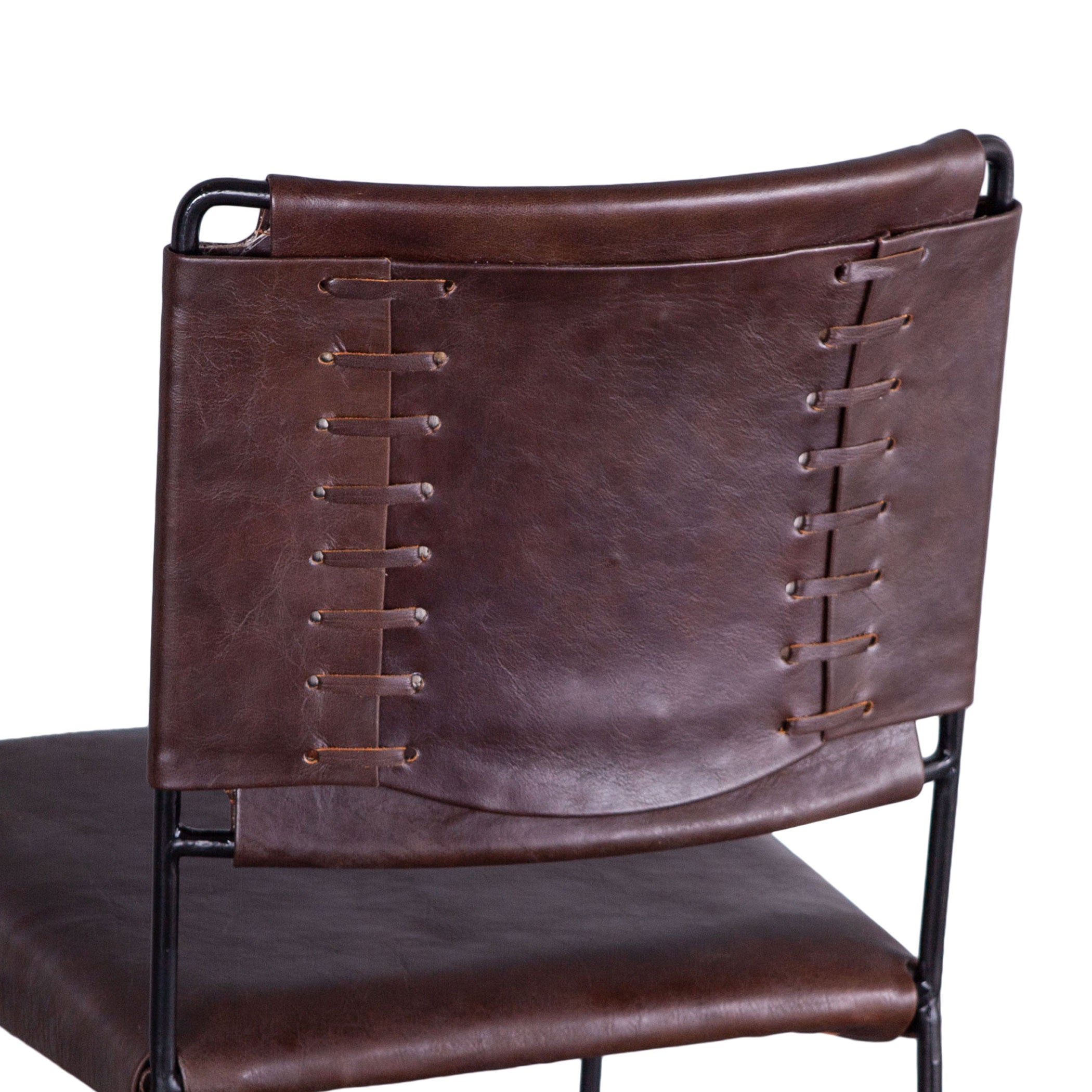17" Chocolate Leather Bar Chair