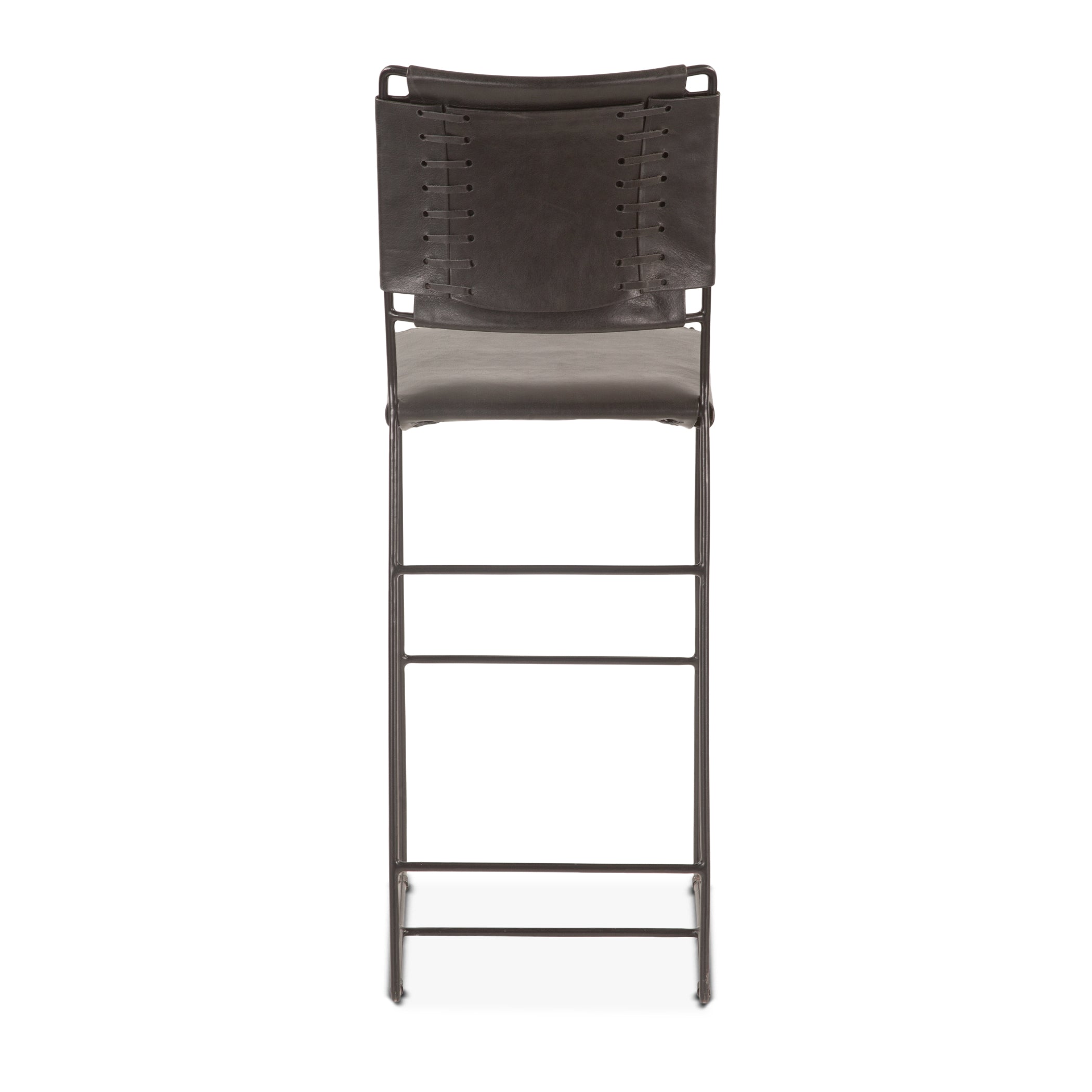 18" Black Buffalo Leather Bar Chair