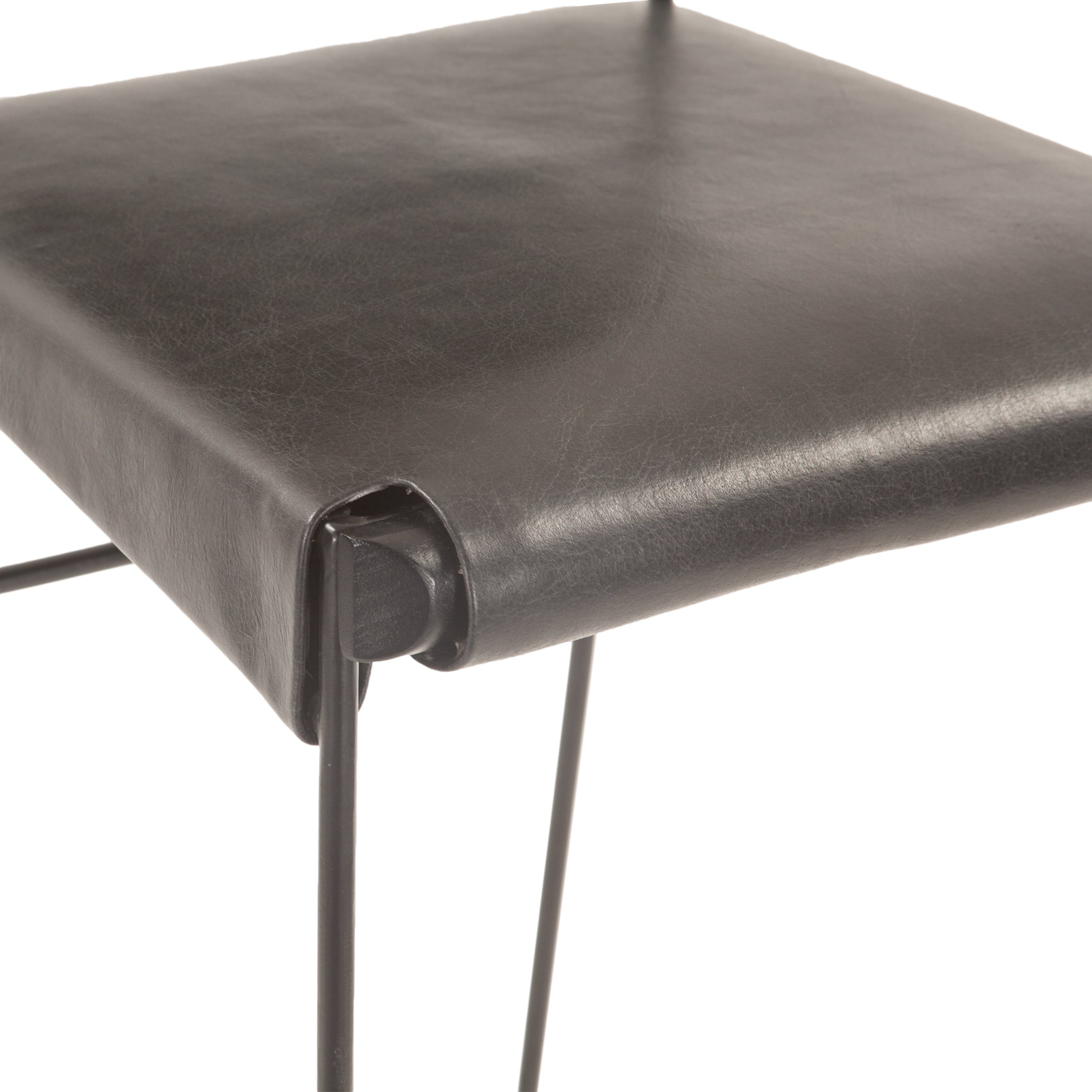 18" Black Buffalo Leather Bar Chair