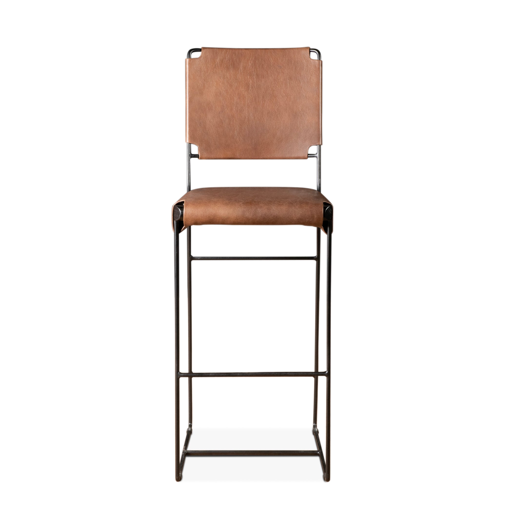 18" Brown Buffalo Leather Bar Chair