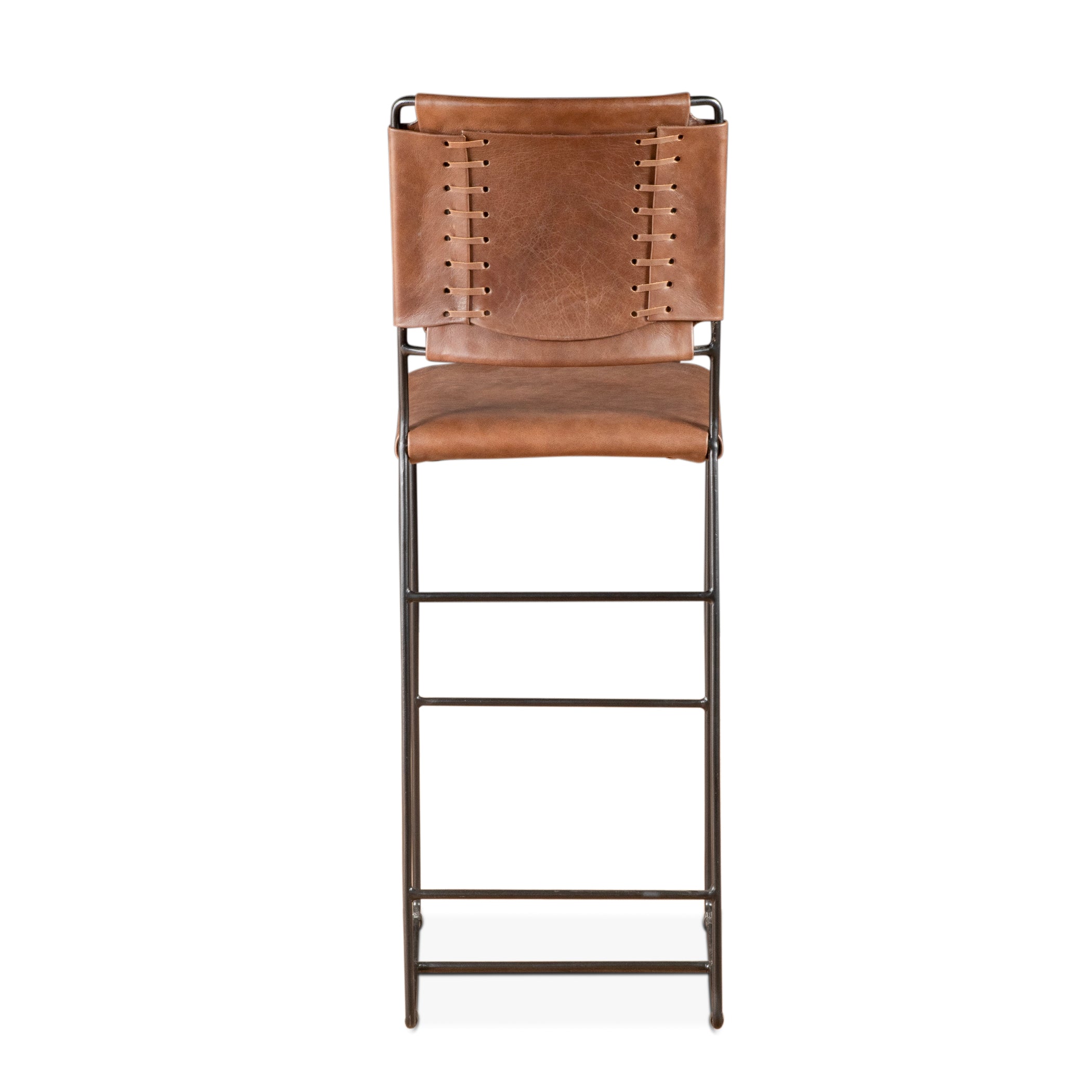 18" Brown Buffalo Leather Bar Chair