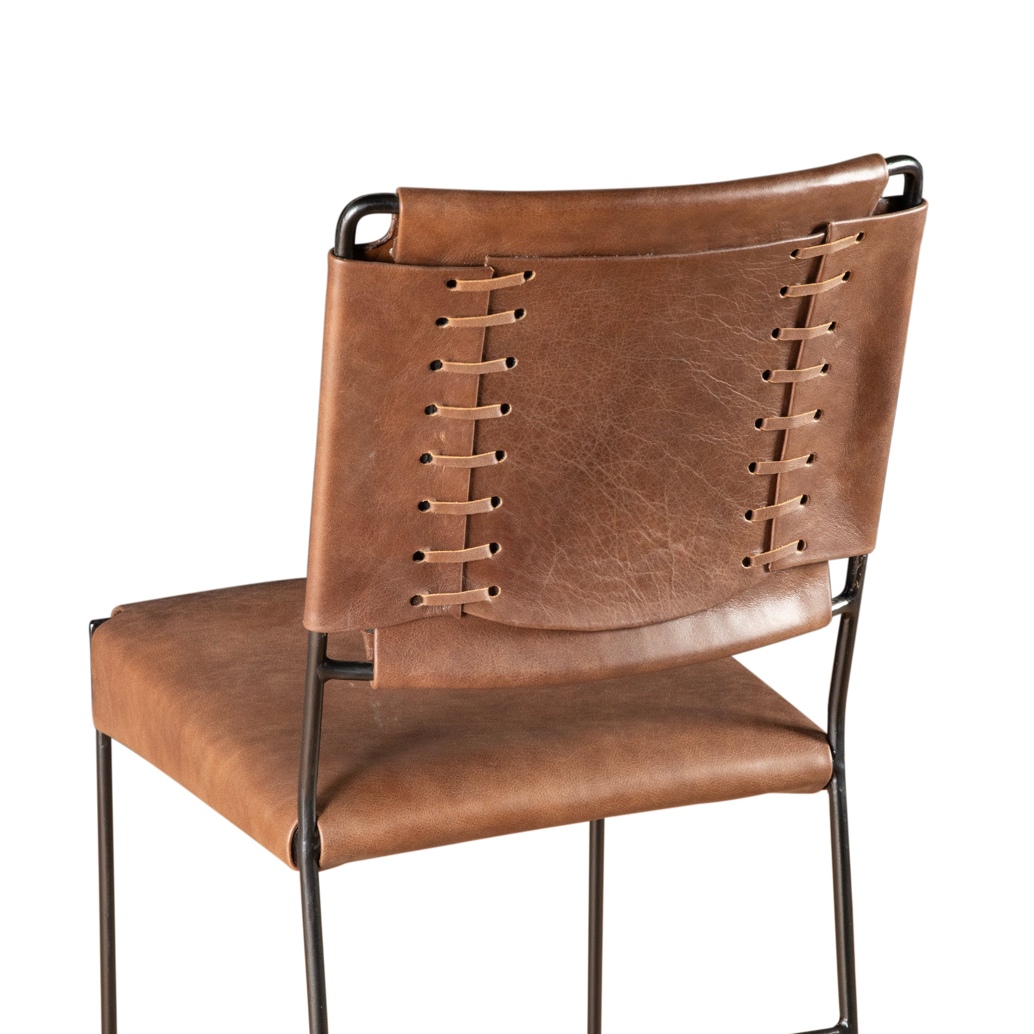 18" Brown Buffalo Leather Bar Chair