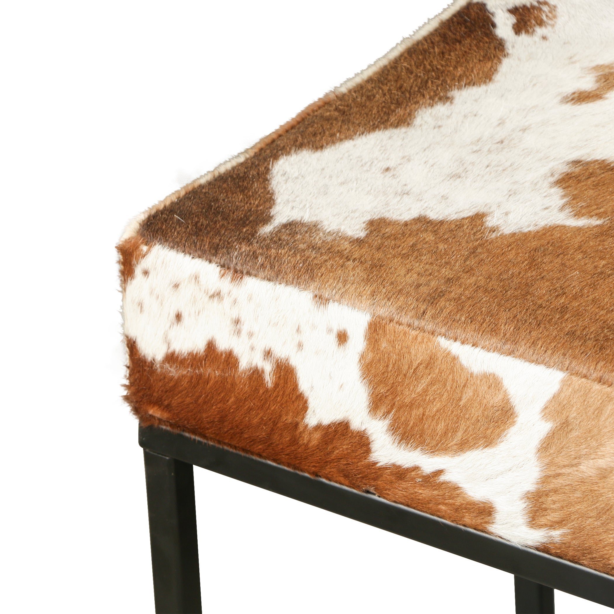 54" Brown Cowhide Leather Bench