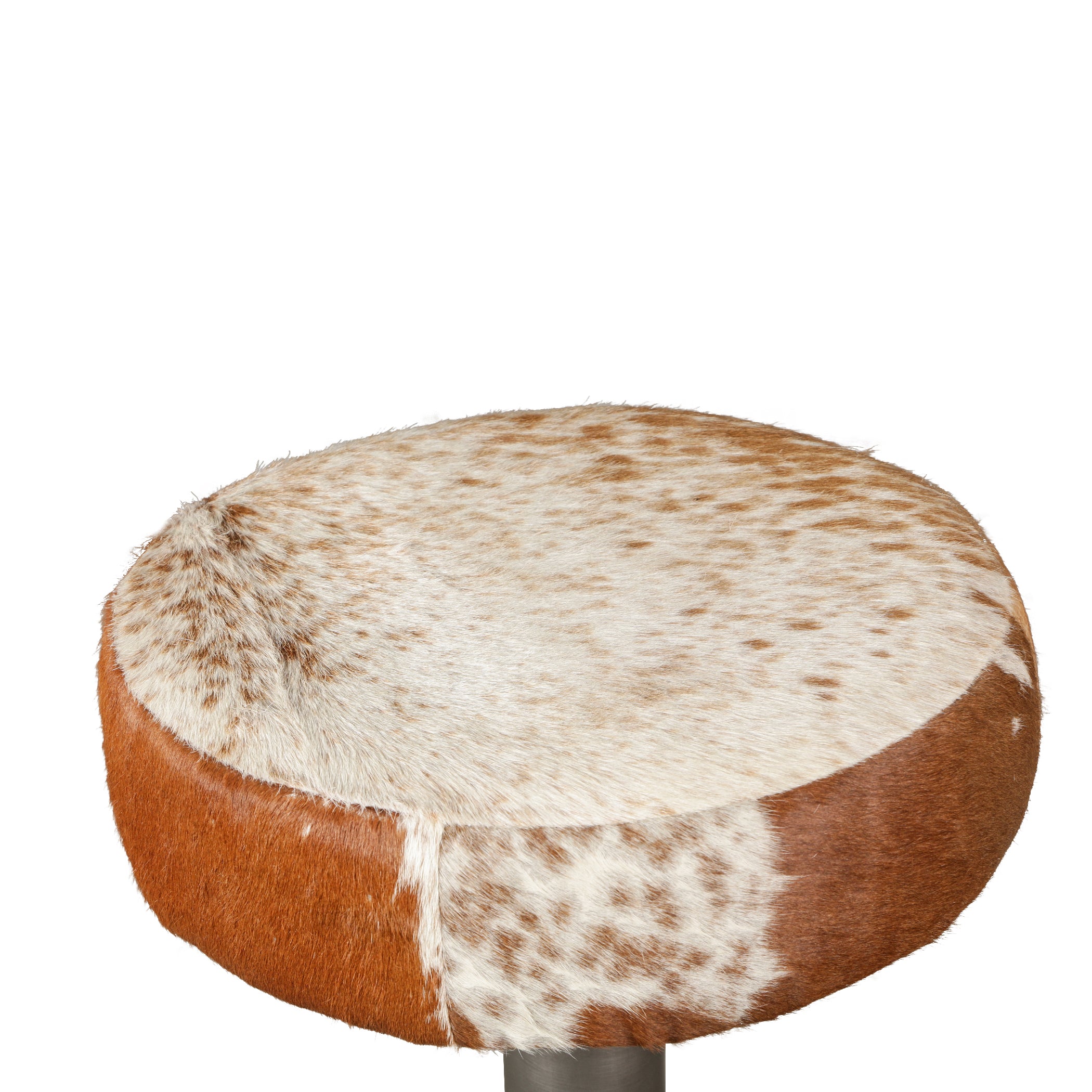16.5" Brown Cowhide Leather Stool