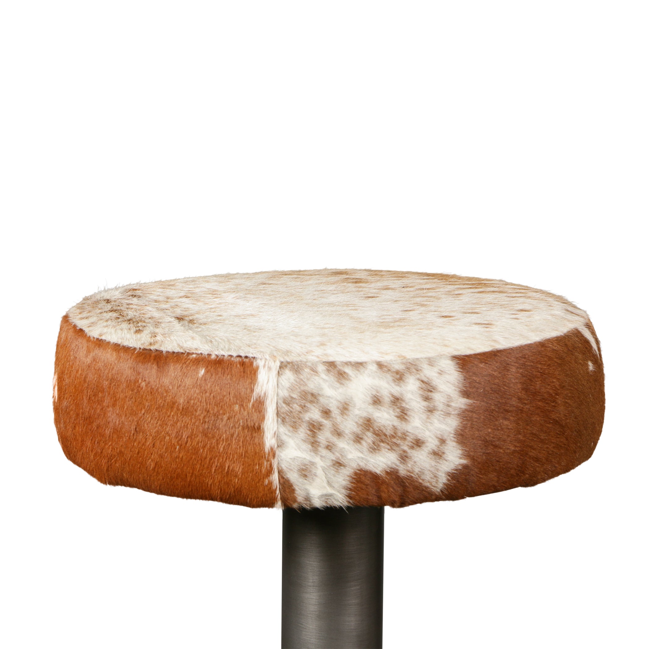 16.5" Brown Cowhide Leather Stool