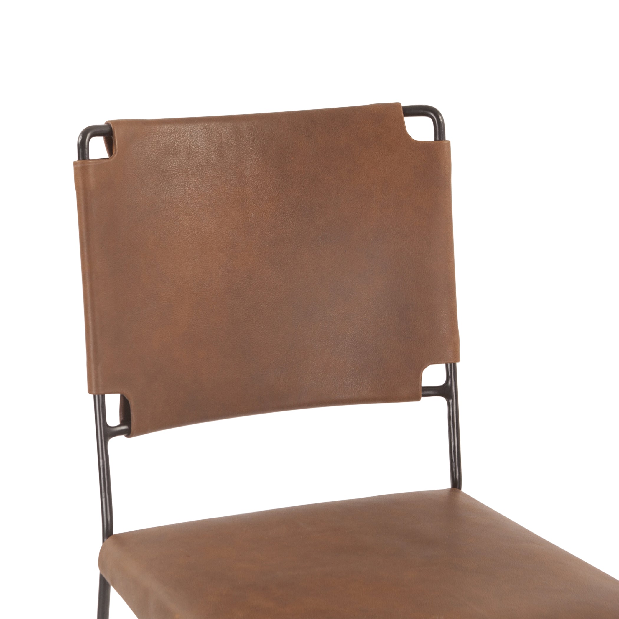 18" Brown Buffalo Leather Counter Chair