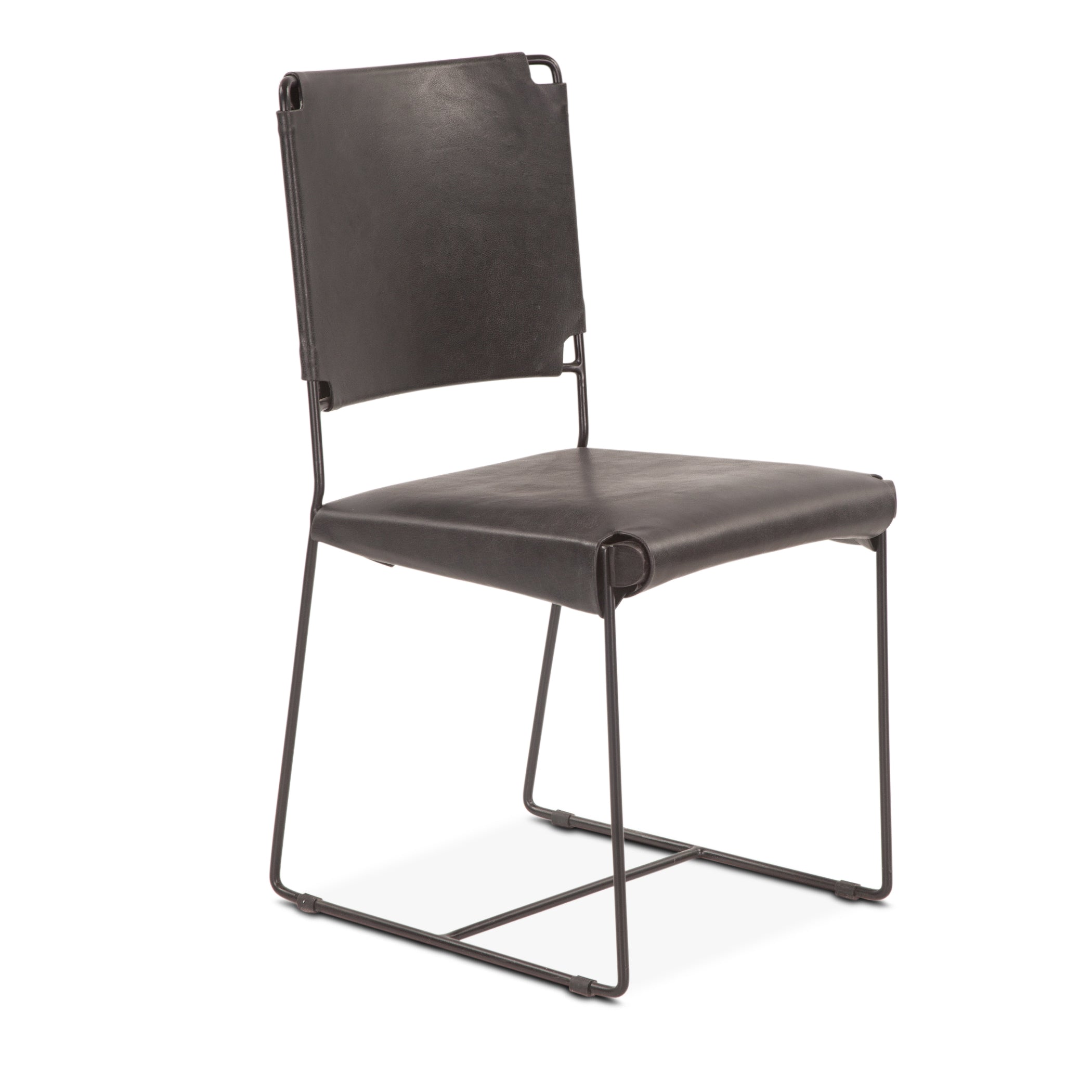 18" Black Buffalo Leather Dining Chair
