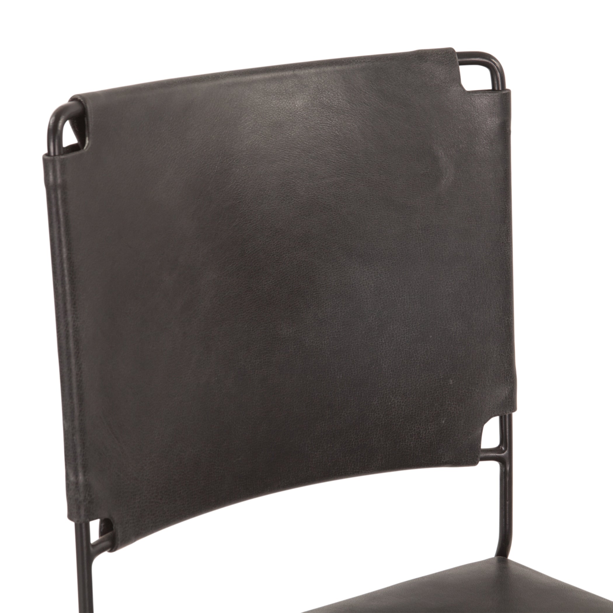 18" Black Buffalo Leather Dining Chair