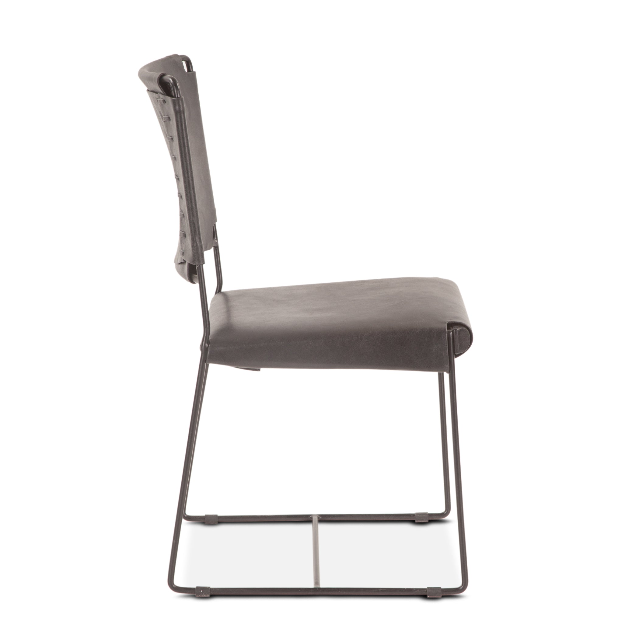 18" Black Buffalo Leather Dining Chair