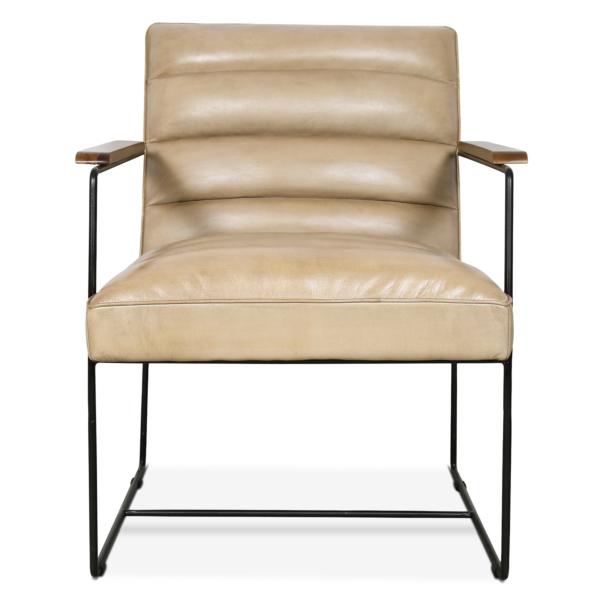 26" Antique Ivory Leather Accent Chair