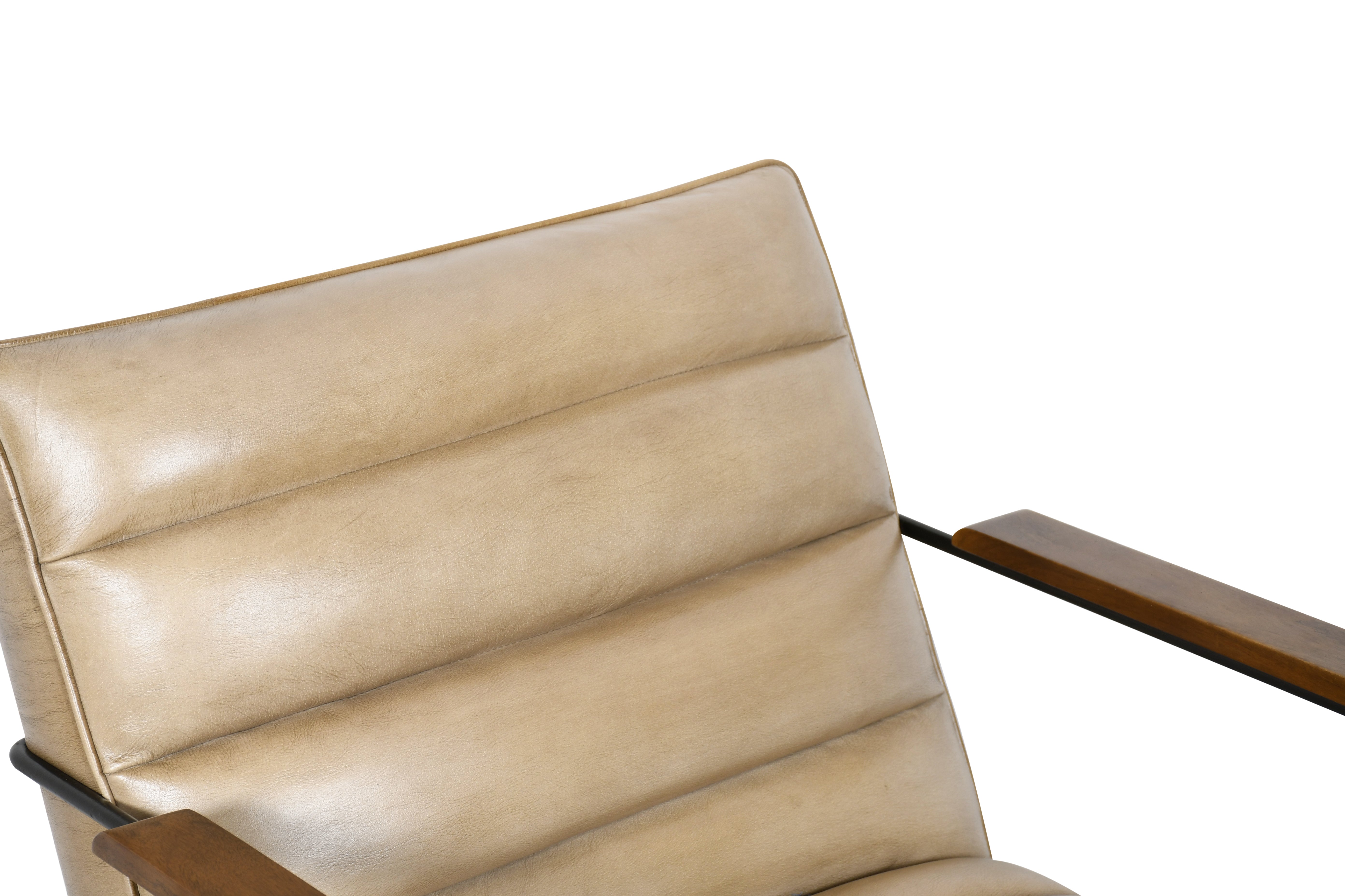 26" Antique Ivory Leather Accent Chair