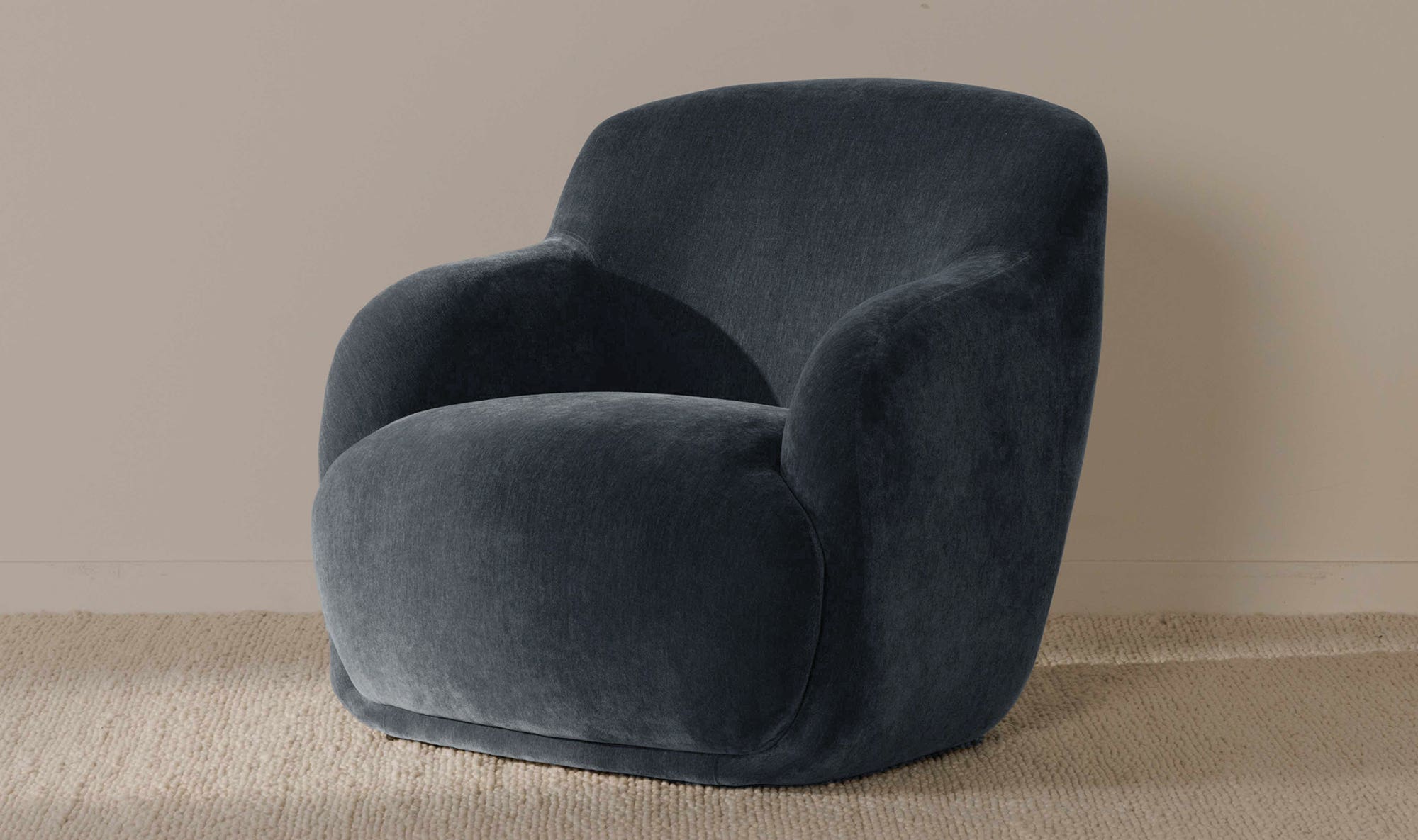 35" Slate Blue Upholstered Lounge Chair