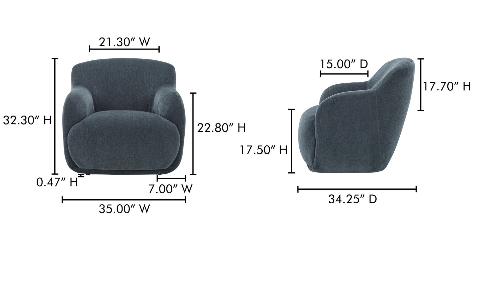 35" Slate Blue Upholstered Lounge Chair