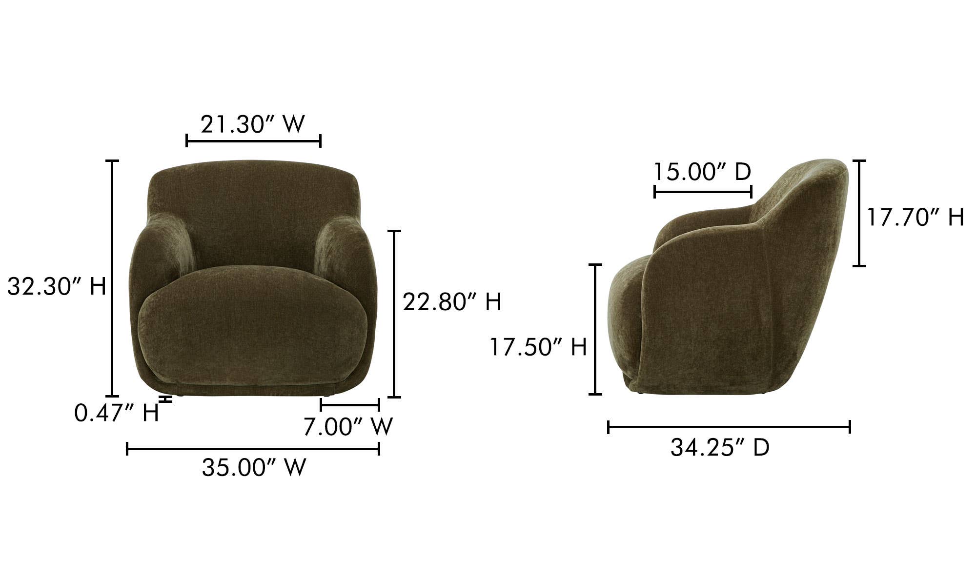 35" Cedar Green Upholstered Lounge Chair