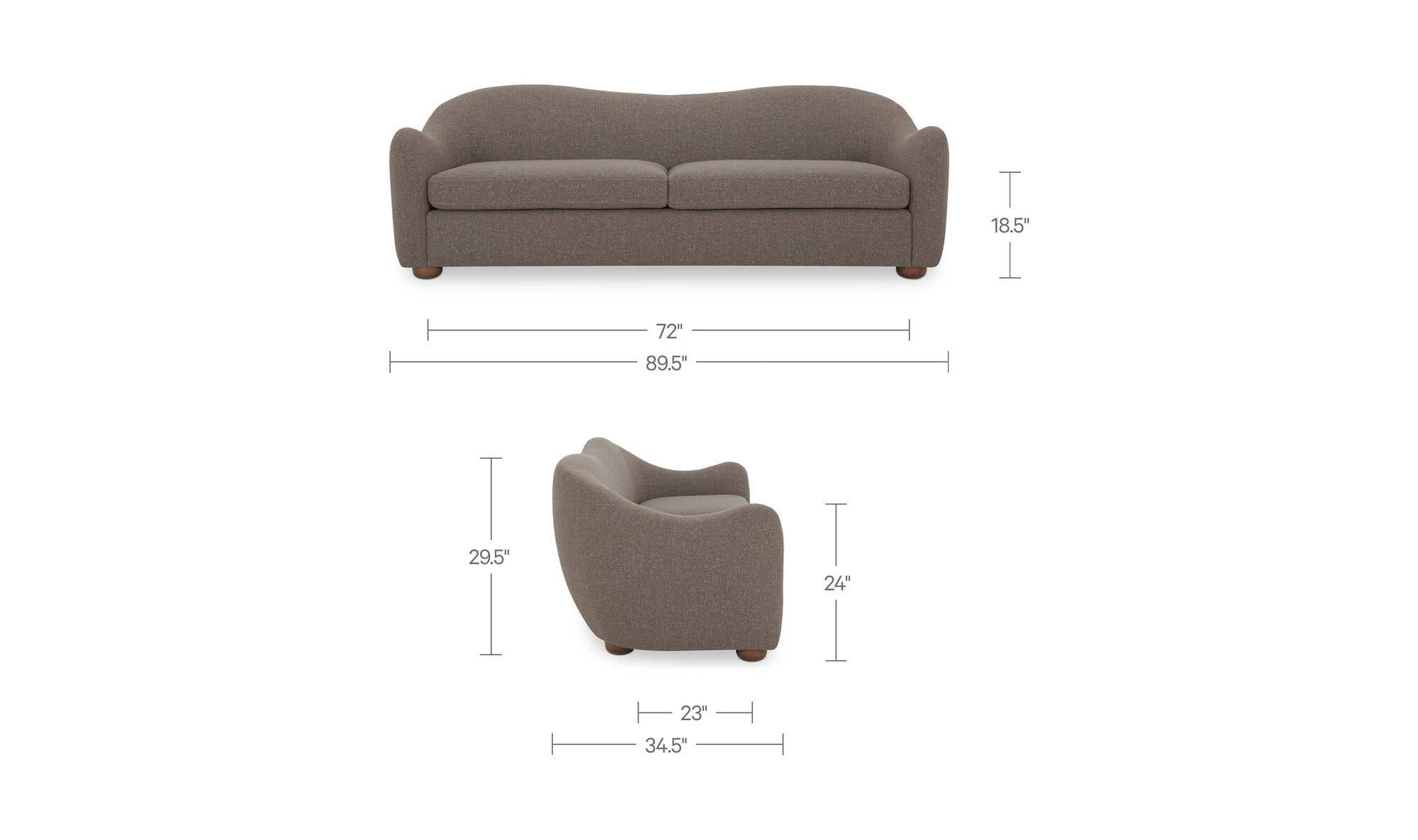 89.8" Brown Upholstered Sofa