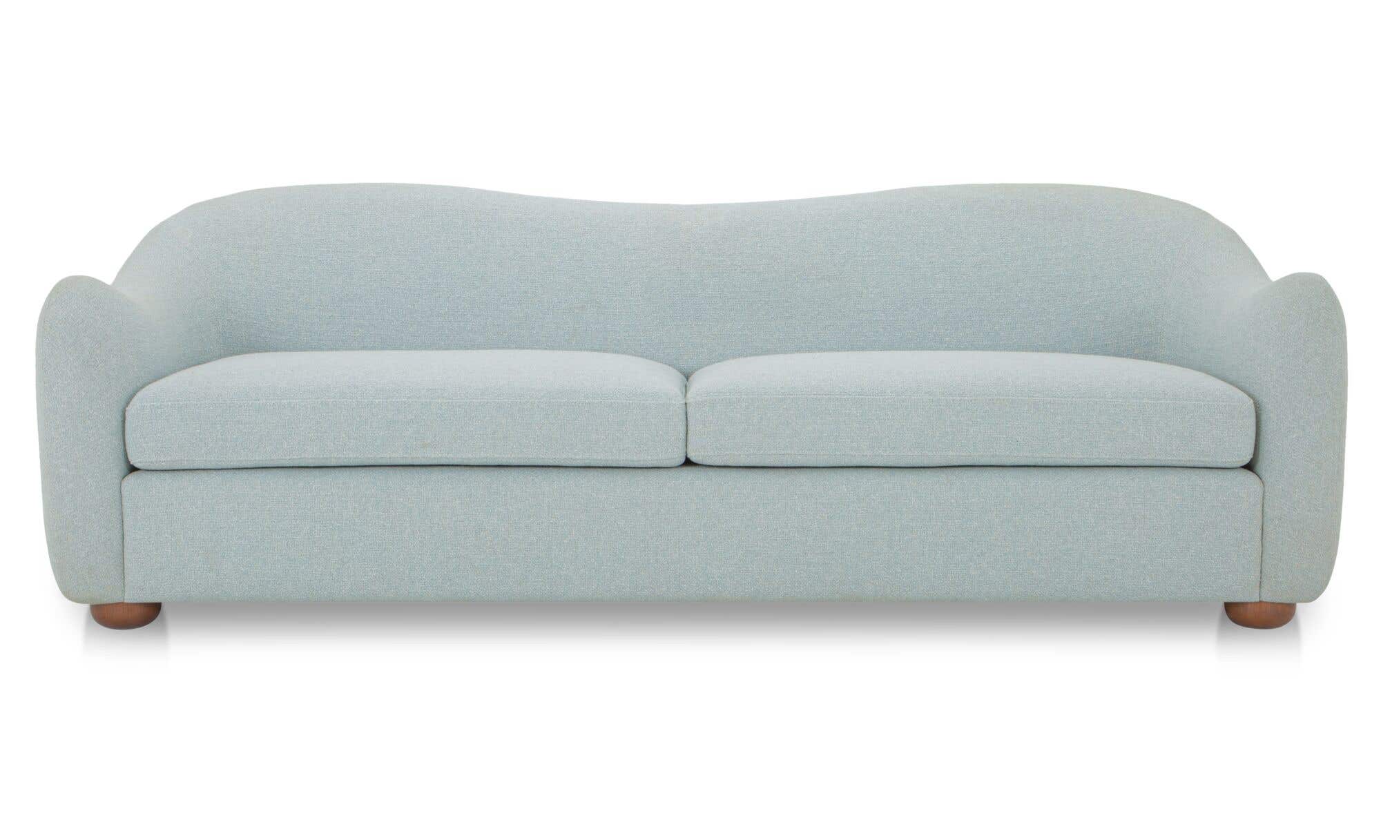 89.8" Light Blue Upholstered Sofa
